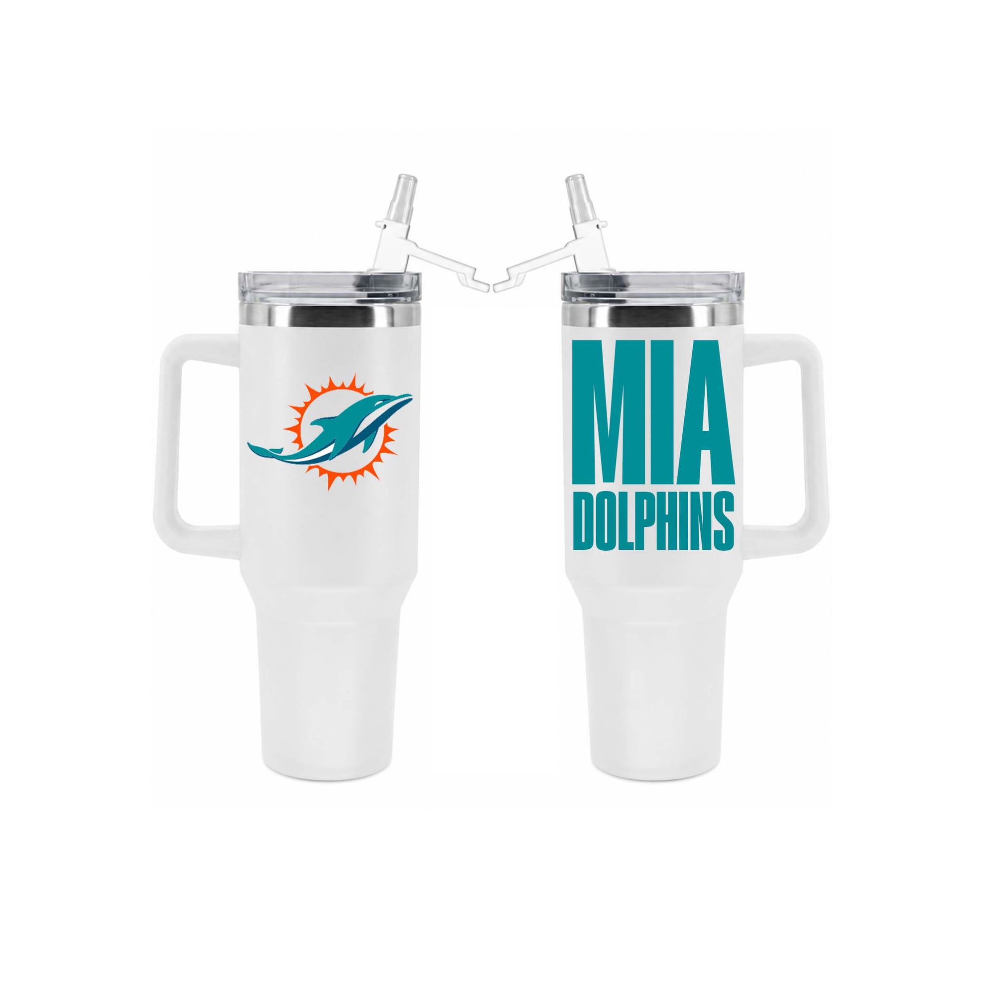 Gobelet isotherme en acier inoxydable The Memory Company Miami Dolphins de 1,2 L avec paille rabattable