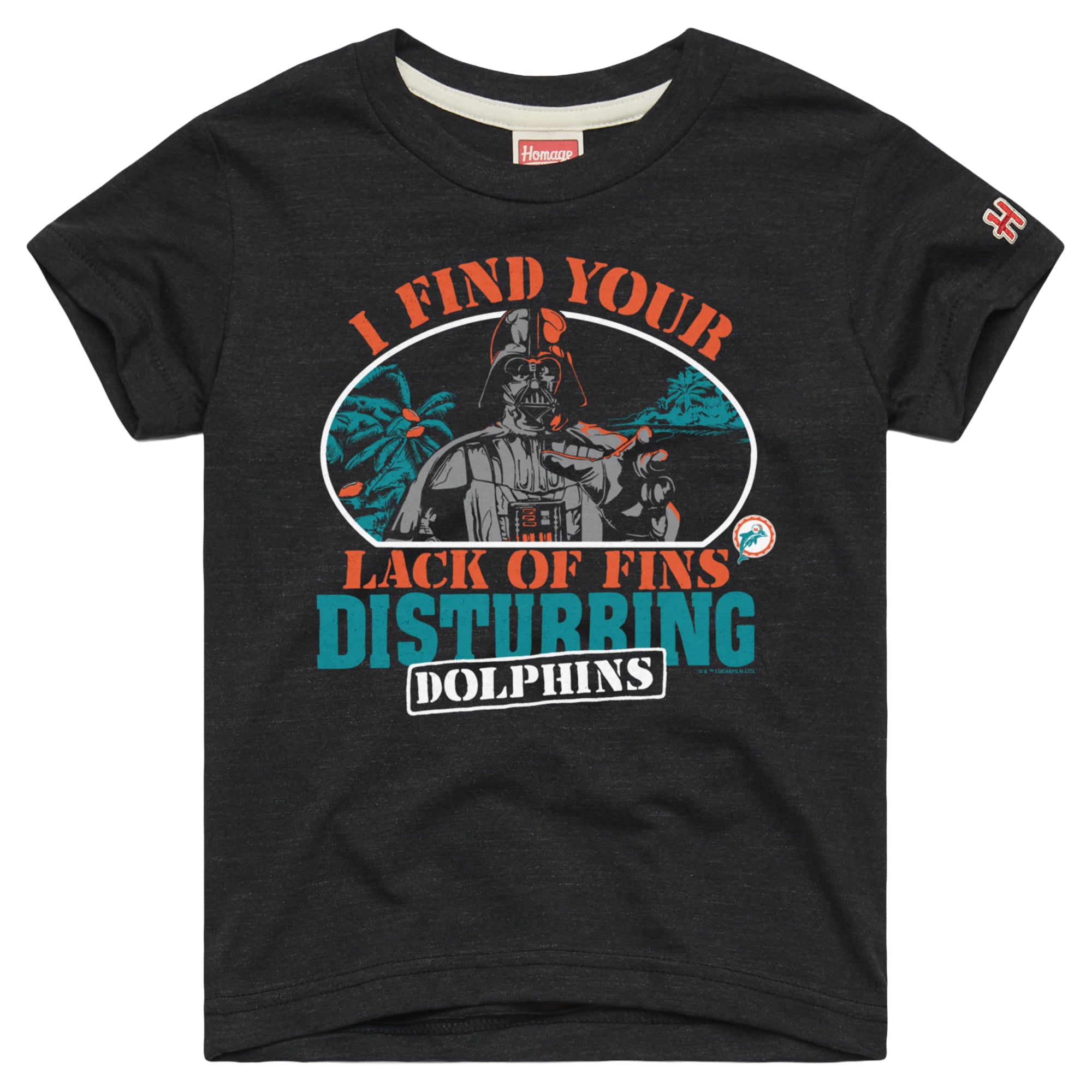 T-shirt enfant Hommage Charcoal Miami Dolphins NFL x Star Wars Côté Obscur Tri-Blend