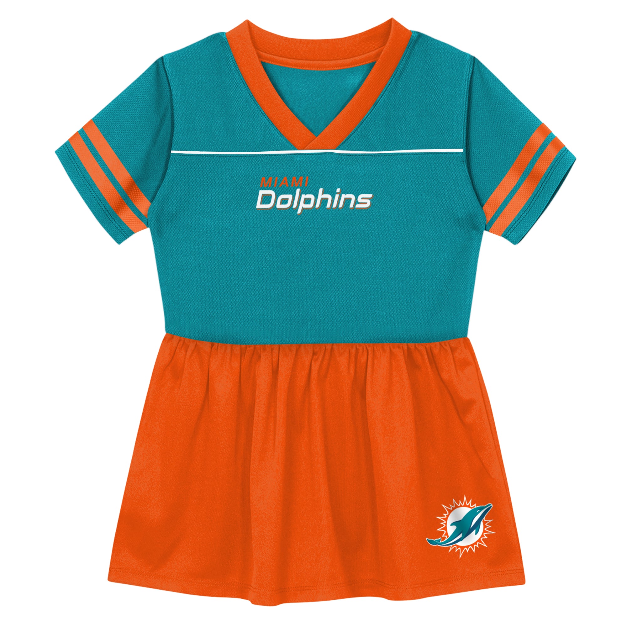 Toddler Outerstuff Aqua Miami Dolphins Stadium Lights V-Neck Fashion Football Jersey Dress