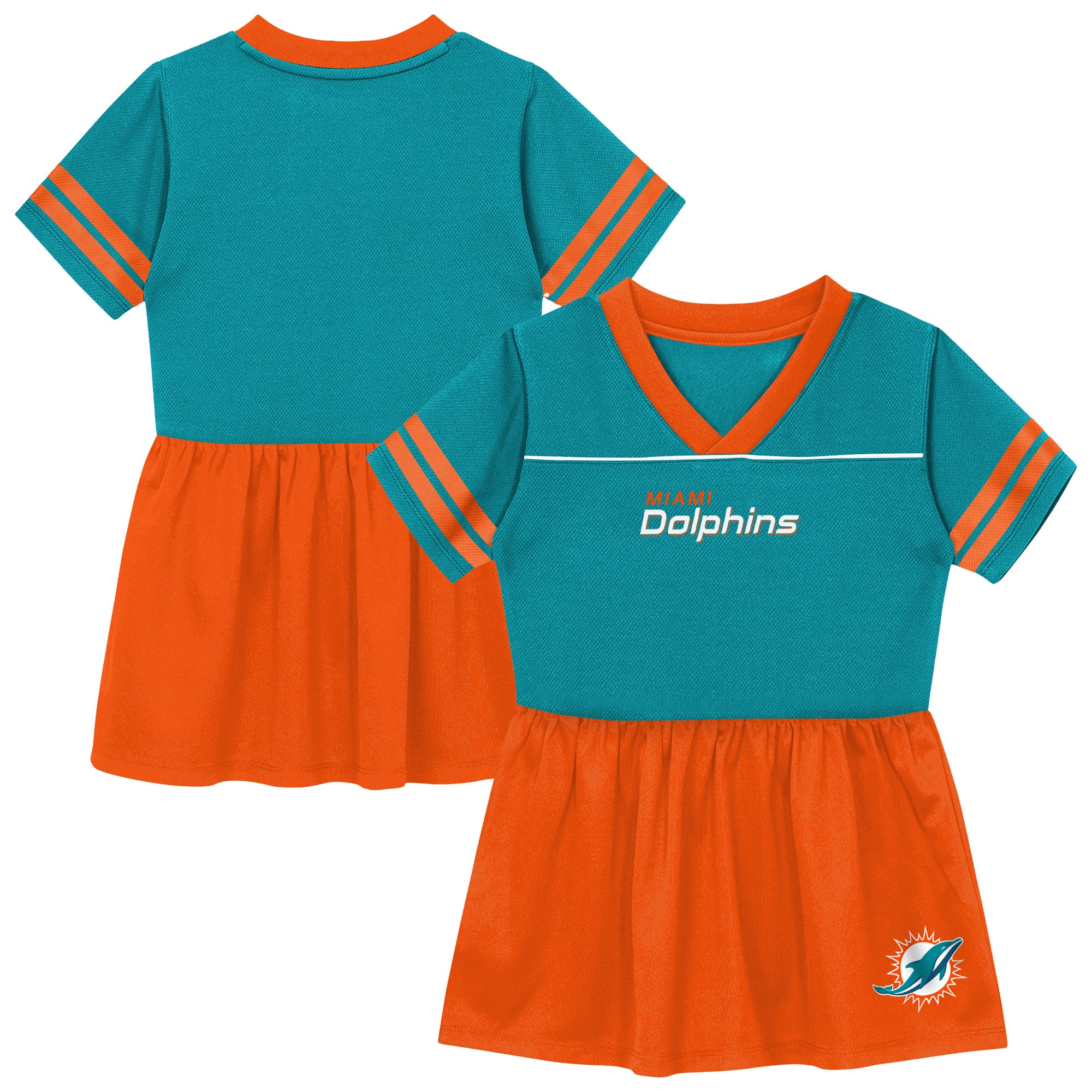 Toddler Outerstuff  Aqua Miami Dolphins Stadium Lights V-Neck Fashion Football Jersey Dress