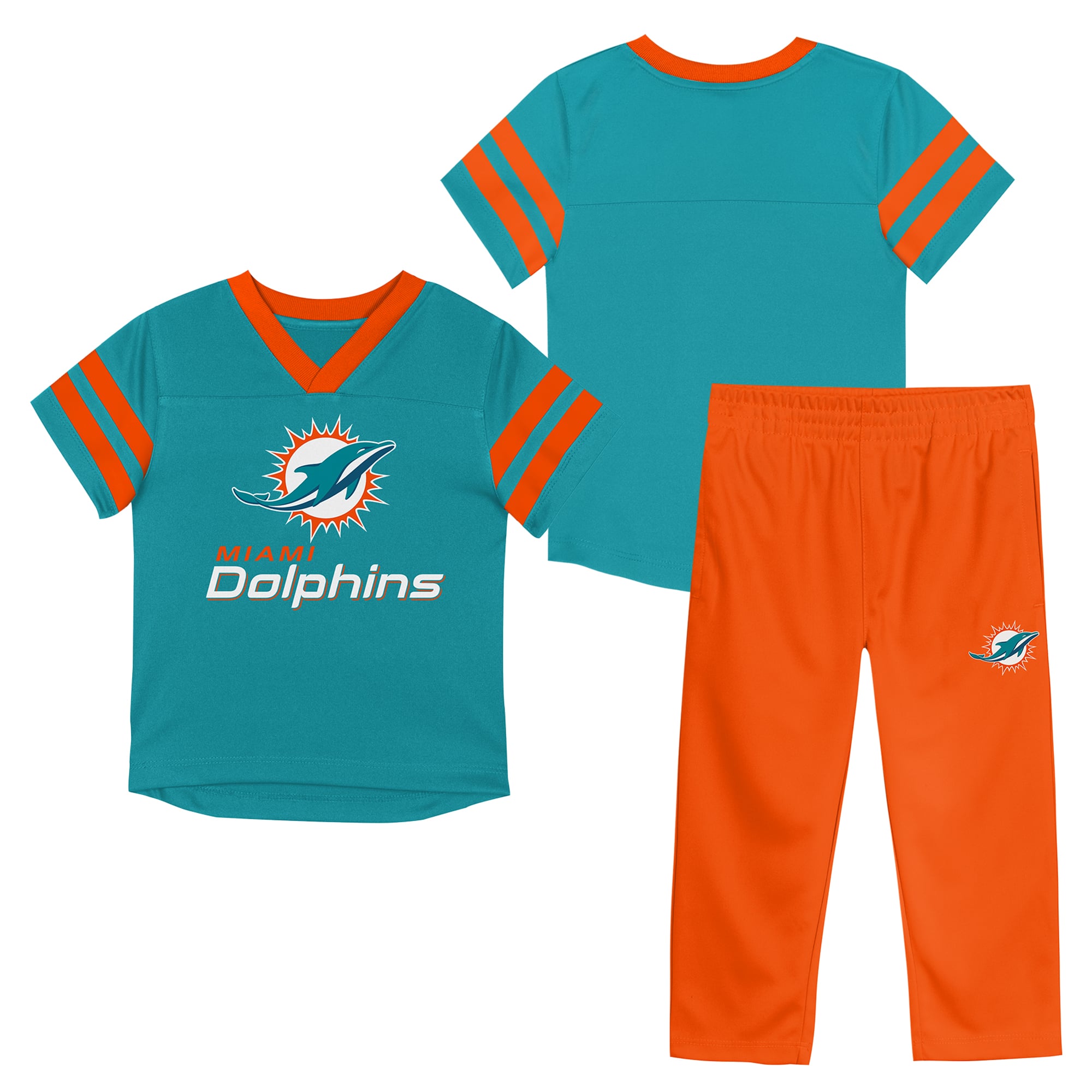 Toddler Outerstuff Aqua/Orange Miami Dolphins Red Zone Jersey Top & Pants Set