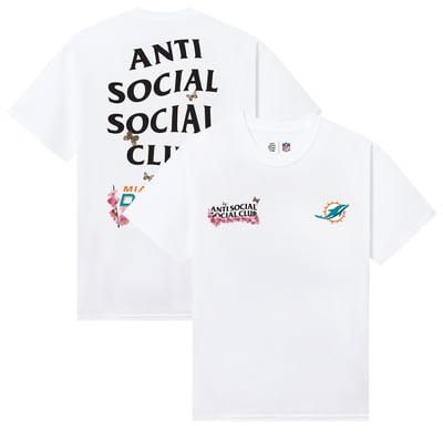 Miami Dolphins AntiSocialSocialClub x NFL Unisex Blossom T-Shirt - White