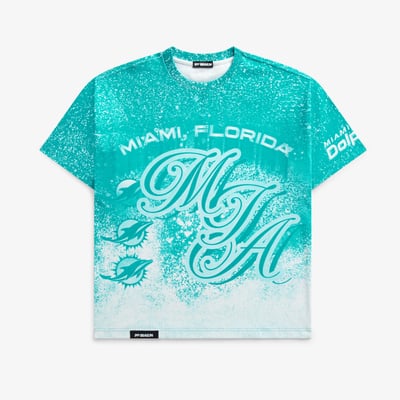 Miami Dolphins Off Season Unisex Jumbo Print Graphic T-Shirt - Aqua