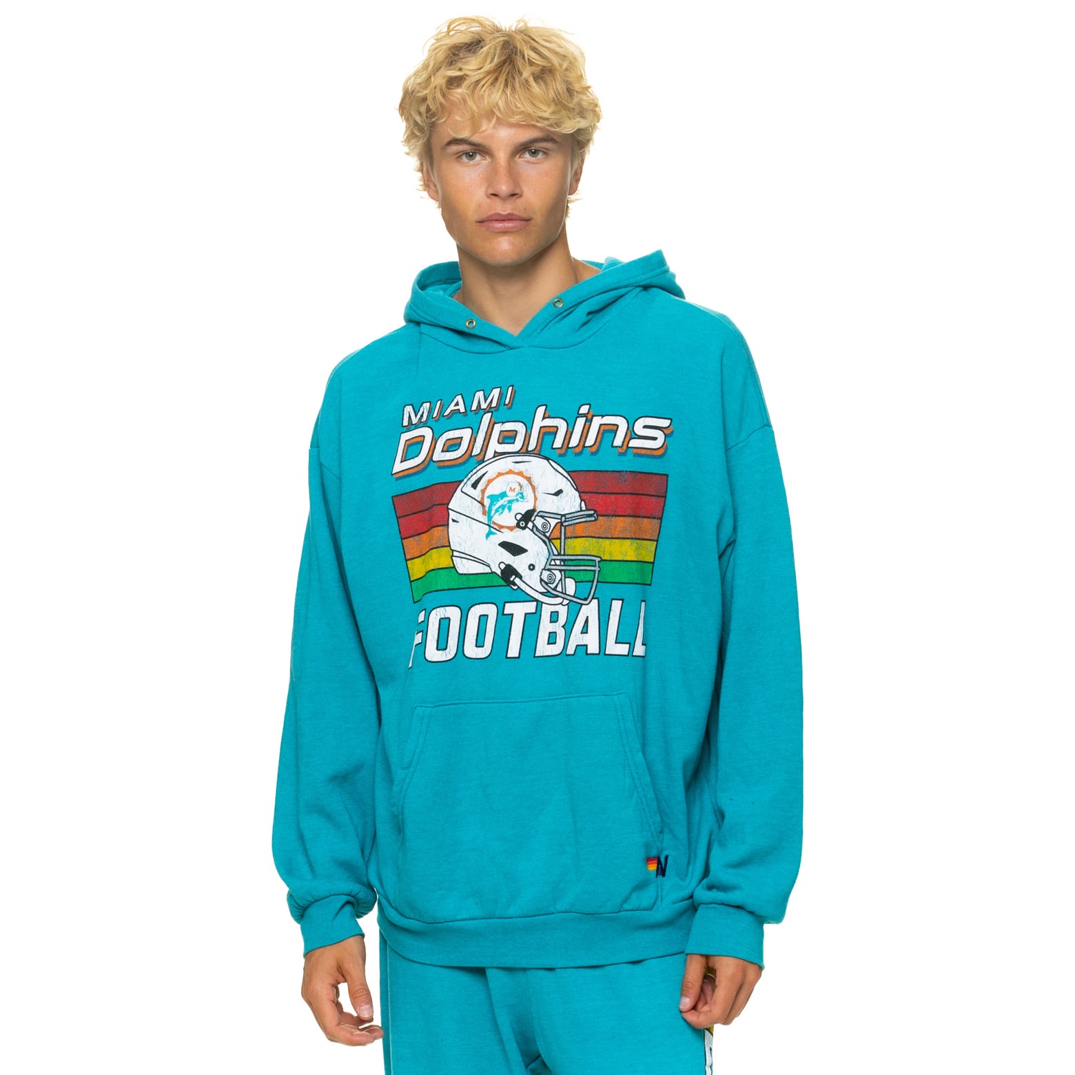 Sweat à capuche unisexe Aviator Nation Aqua Miami Dolphins Relaxed Tri-Blend