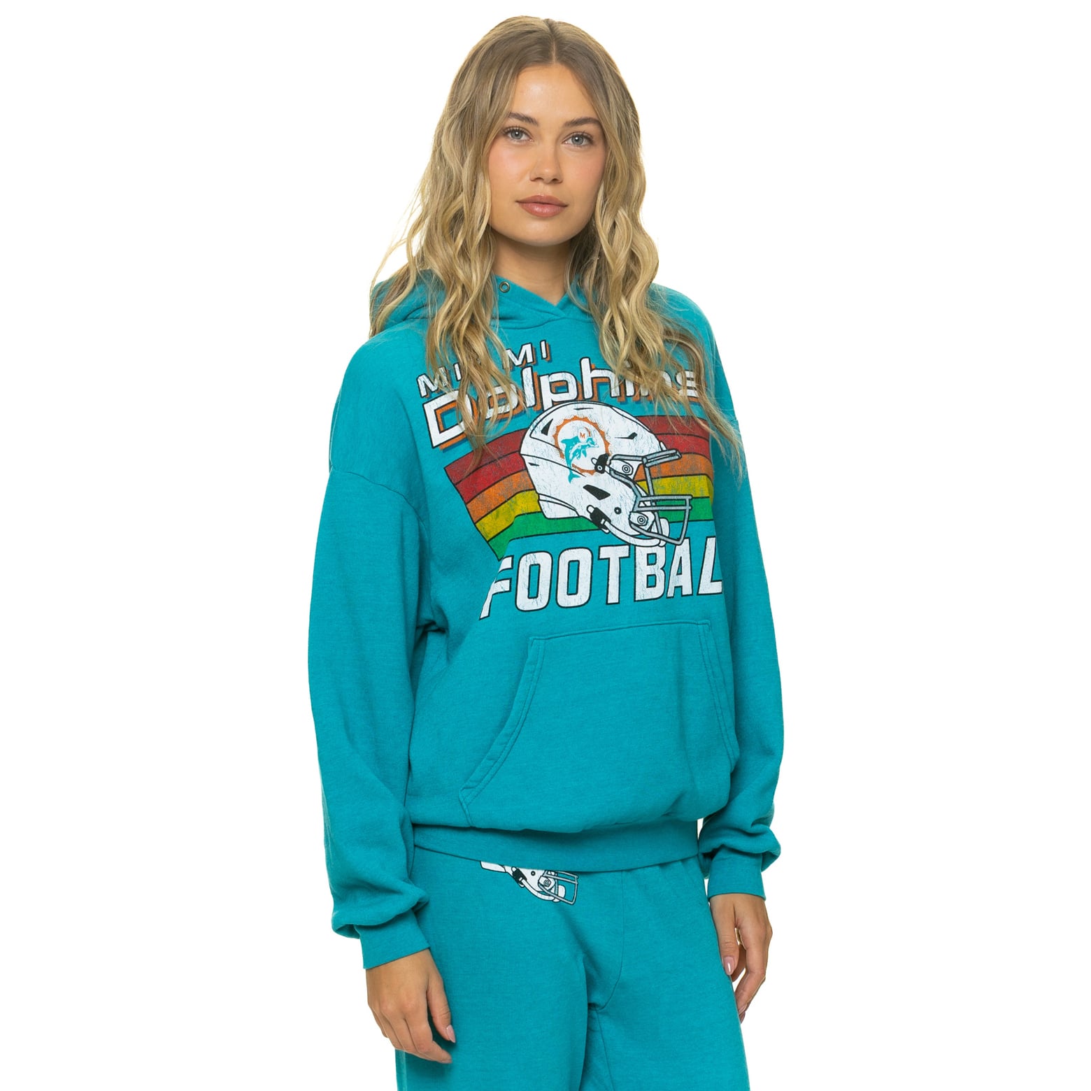 Sweat à capuche unisexe Aviator Nation Aqua Miami Dolphins Relaxed Tri-Blend