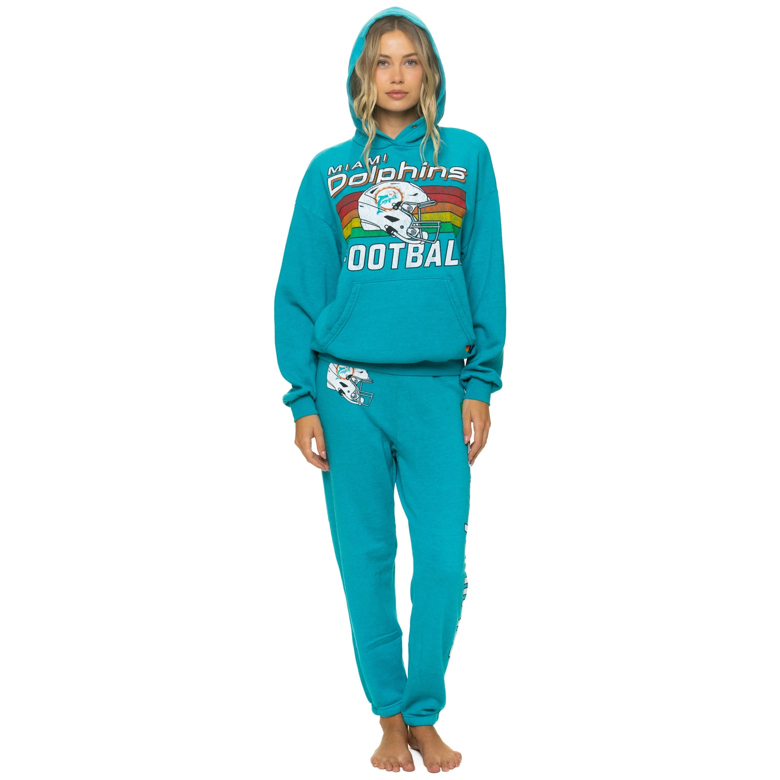 Sweat à capuche unisexe Aviator Nation Aqua Miami Dolphins Relaxed Tri-Blend