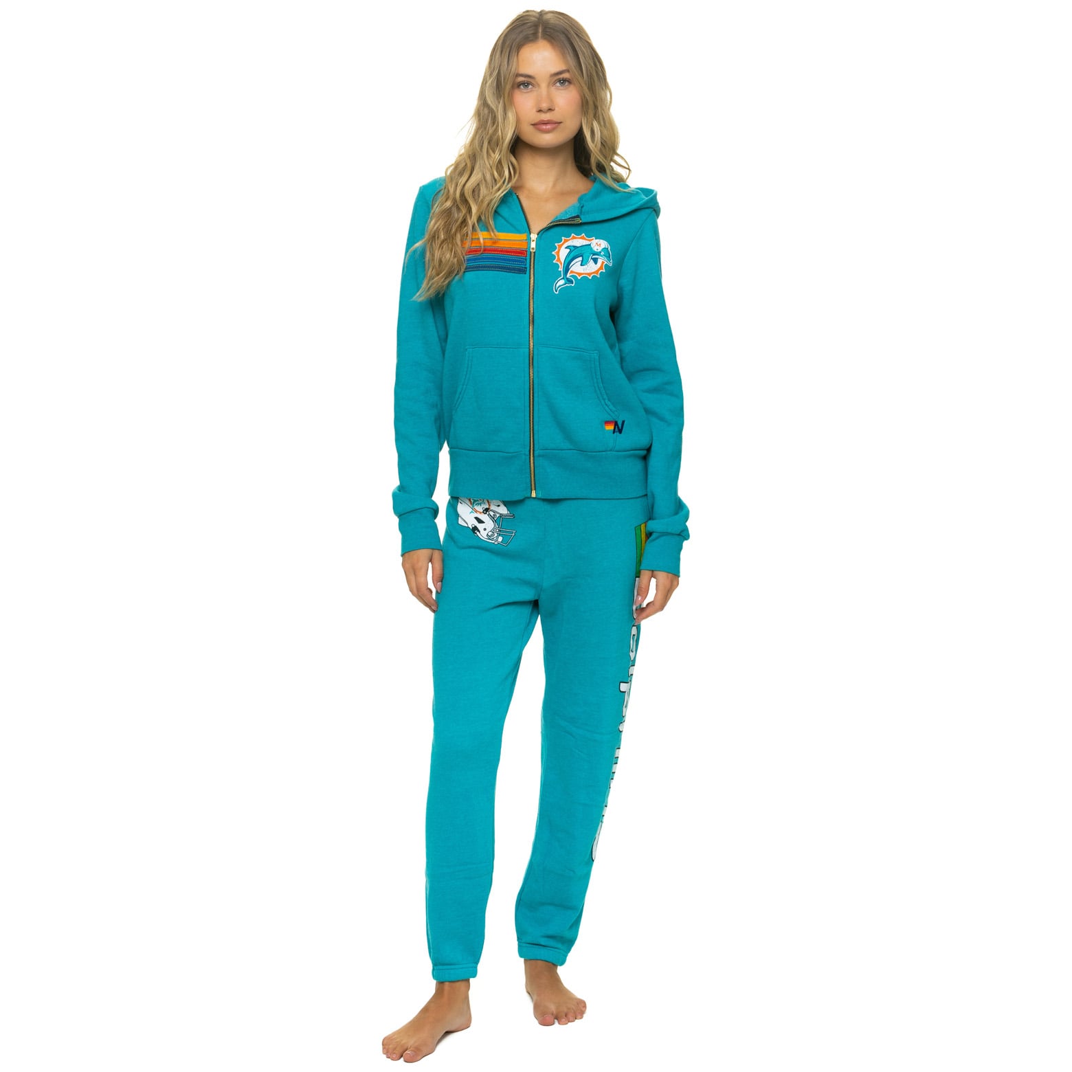 Pantalon de survêtement unisexe Aviator Nation Aqua Miami Dolphins en mélange trois matières
