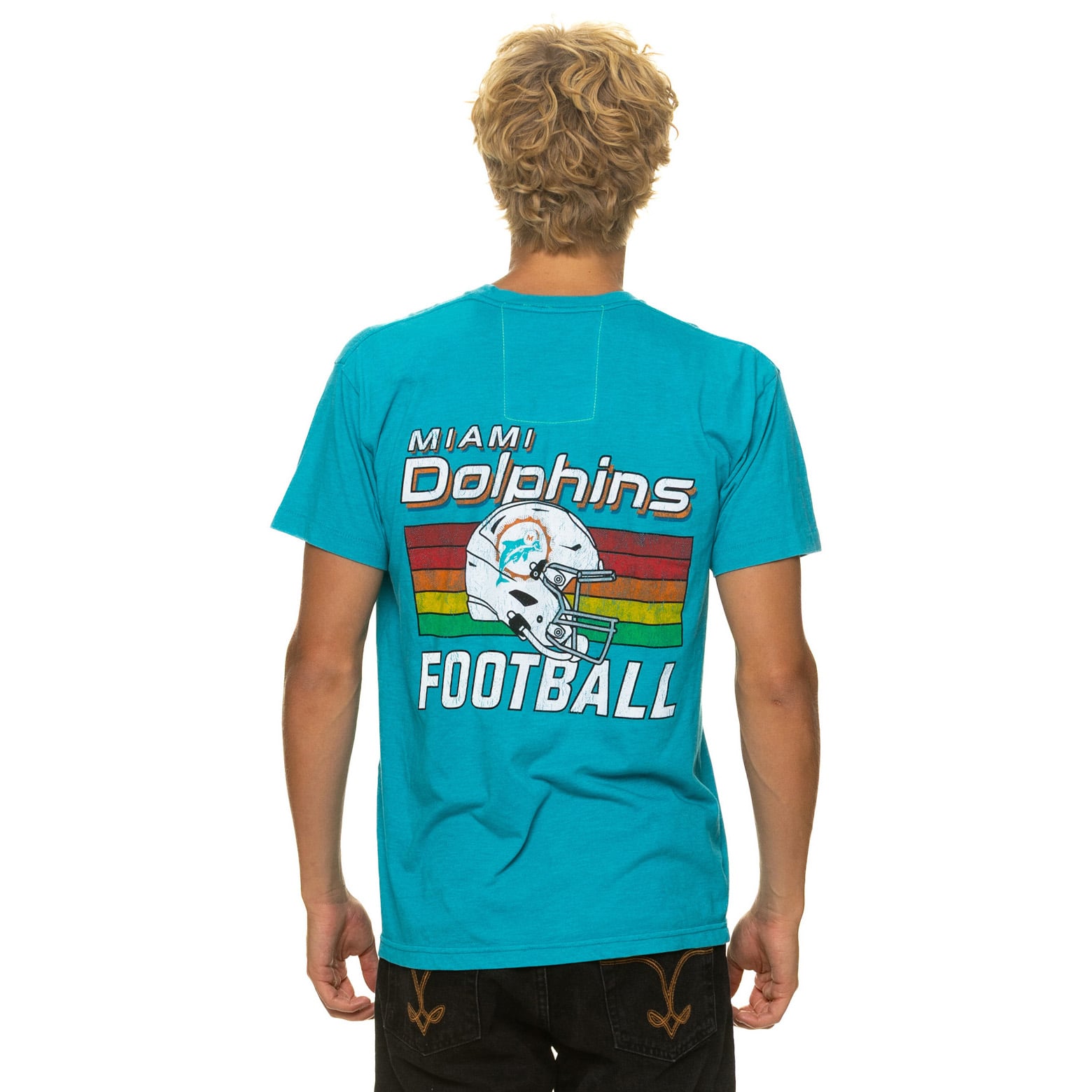 T-shirt unisexe Aviator Nation Aqua Miami Dolphins en mélange de trois matières