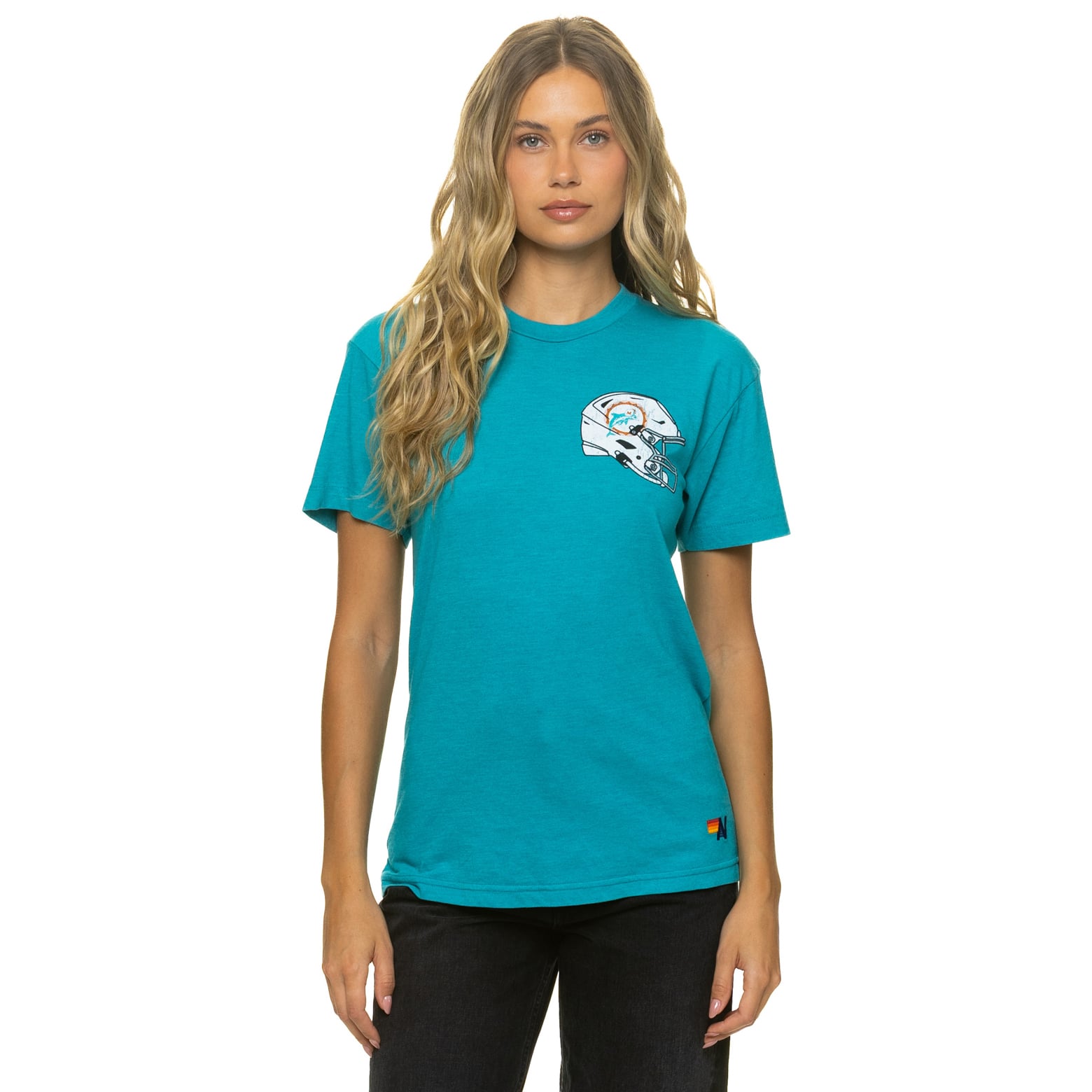 T-shirt unisexe Aviator Nation Aqua Miami Dolphins en mélange de trois matières