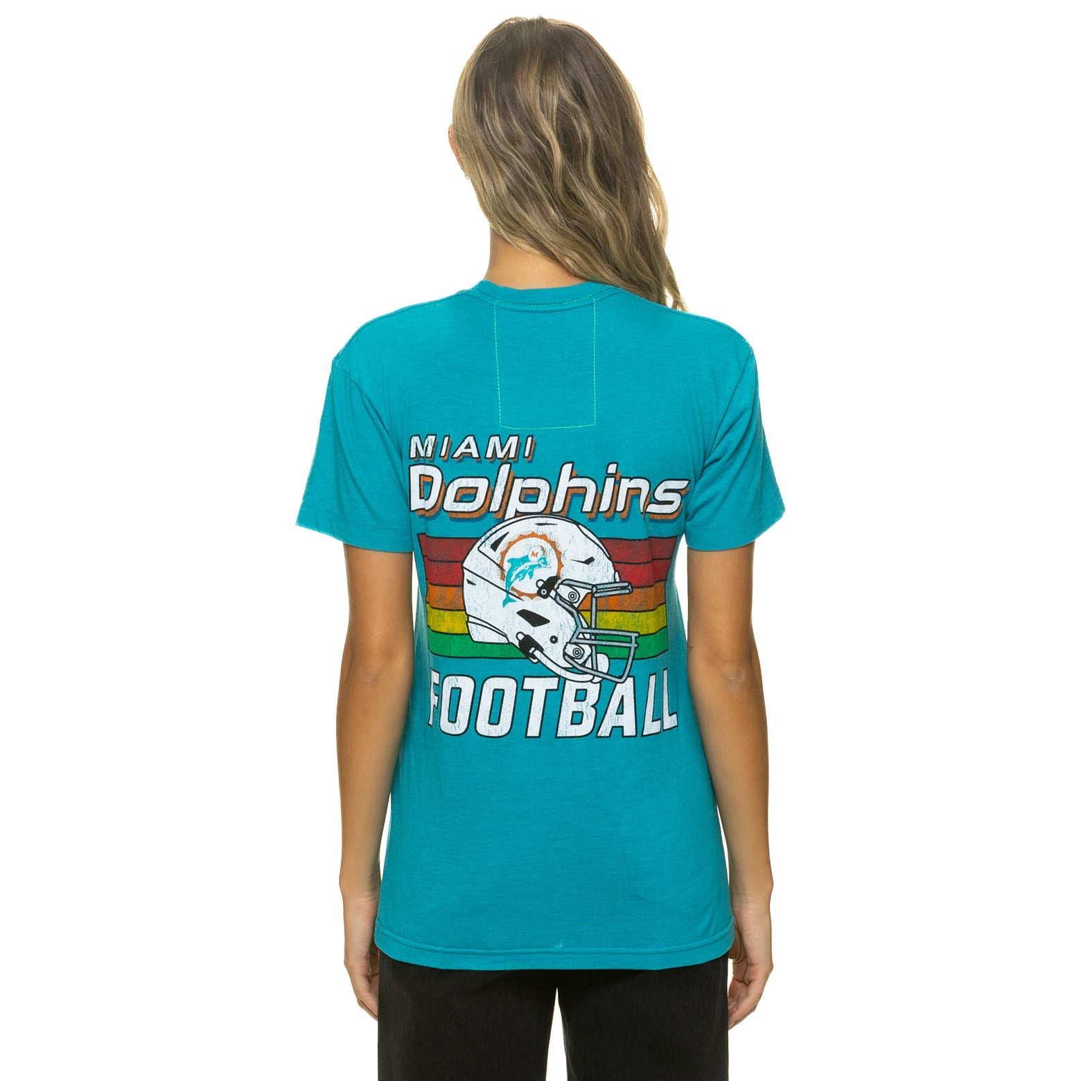 T-shirt unisexe Aviator Nation Aqua Miami Dolphins en mélange de trois matières