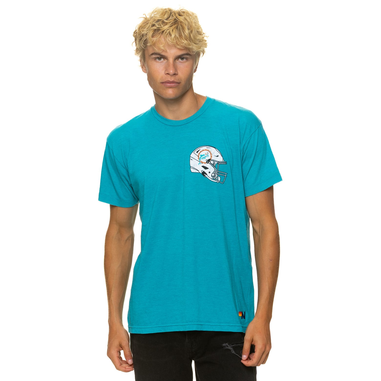 T-shirt unisexe Aviator Nation Aqua Miami Dolphins en mélange de trois matières