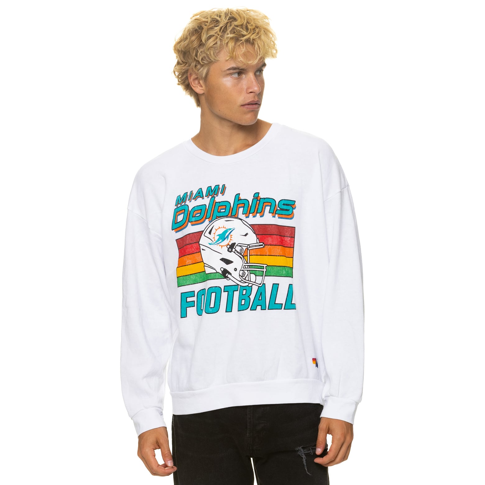 Sweat-shirt unisexe Aviator Nation blanc Miami Dolphins décontracté en mélange de trois matières
