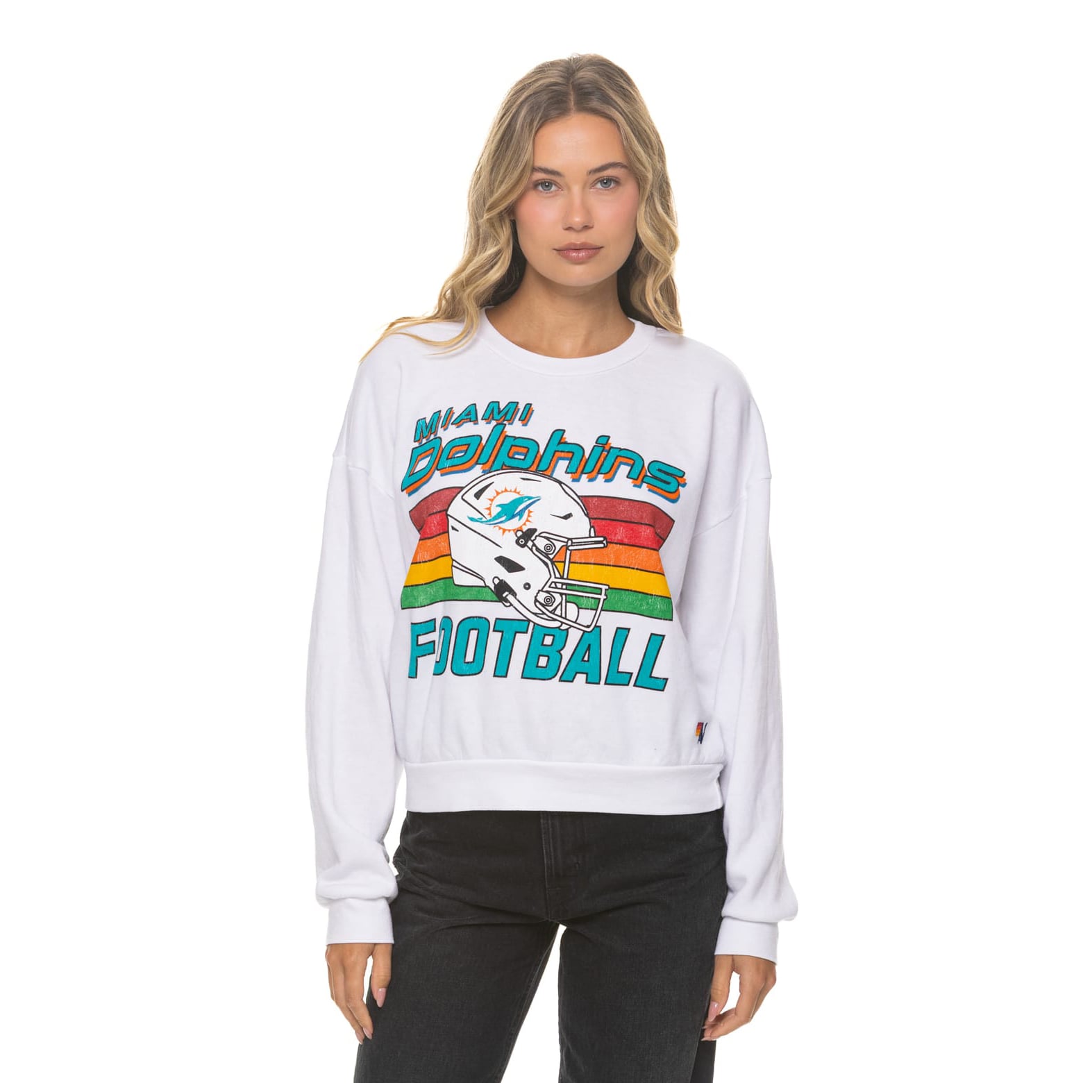 Sweat-shirt unisexe Aviator Nation blanc Miami Dolphins décontracté en mélange de trois matières