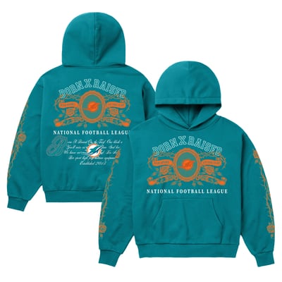 Miami Dolphins Born x Raised Unisex Crest Hoodie - Aqua