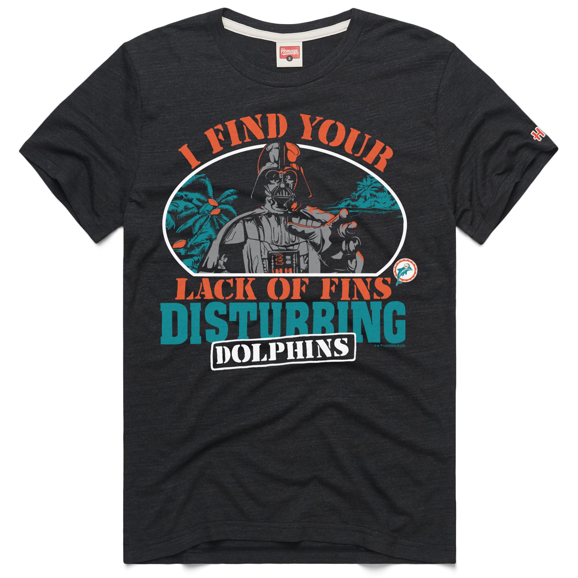 Unisex Homage  Charcoal Miami Dolphins Star Wars x NFL Tri-Blend T-Shirt