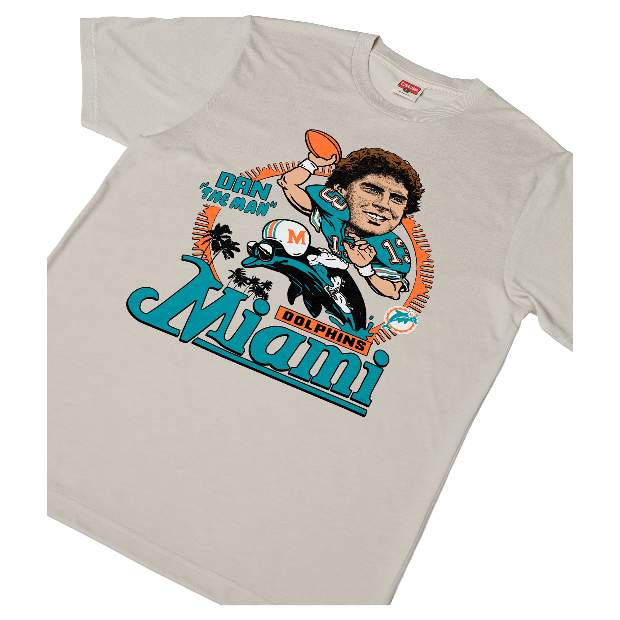 T-shirt unisexe en mélange de trois matières, hommage à Dan Marino Stone, joueur des Miami Dolphins.
