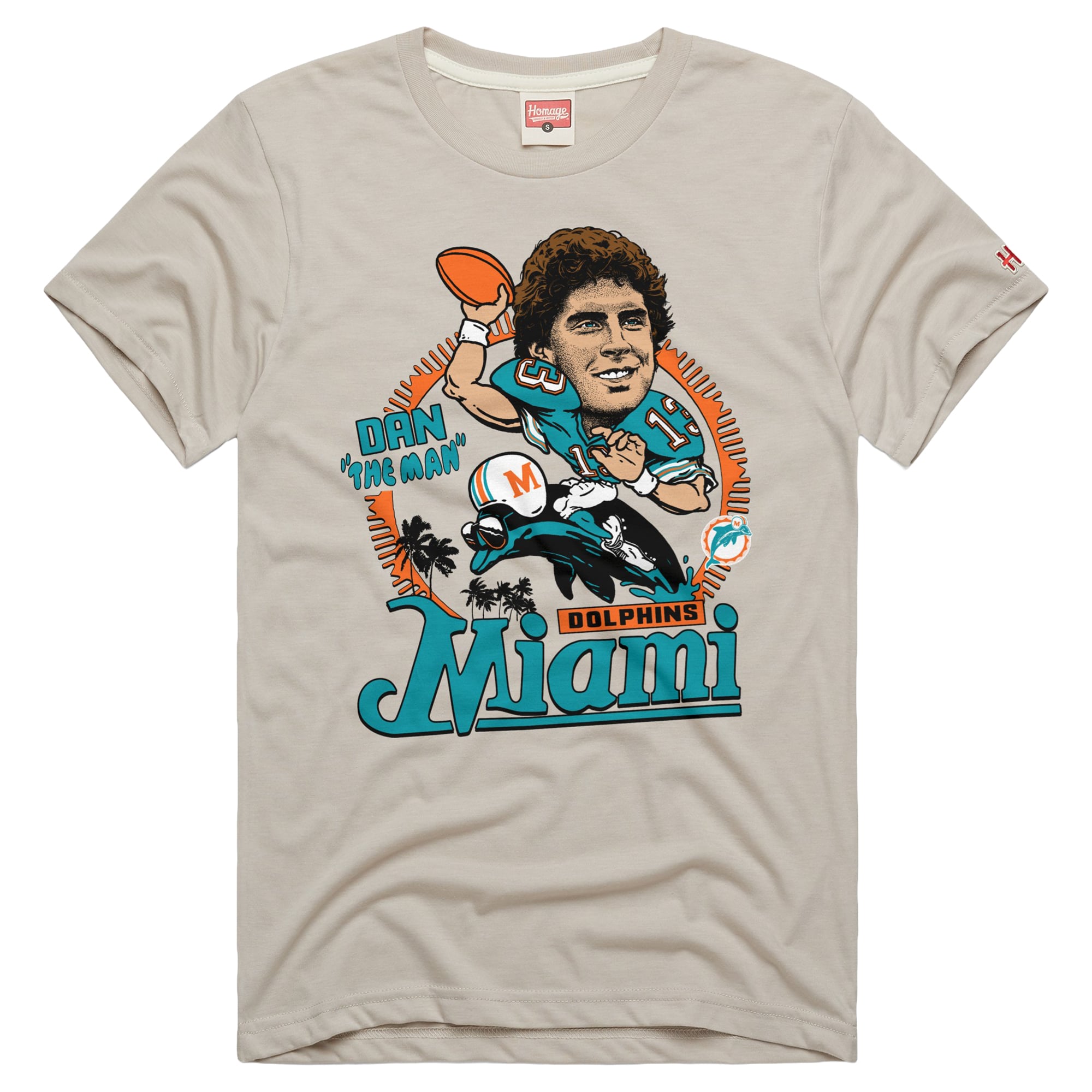 T-shirt unisexe en mélange de trois matières, hommage à Dan Marino Stone, joueur des Miami Dolphins.