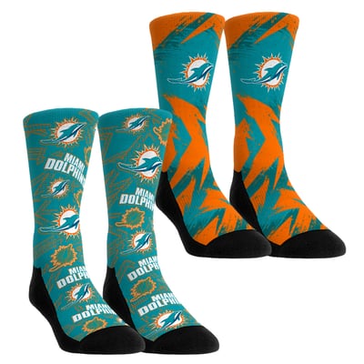  Miami Dolphins Rock Em Unisex Gameday Two-Pack Crew Socks Set - Blue