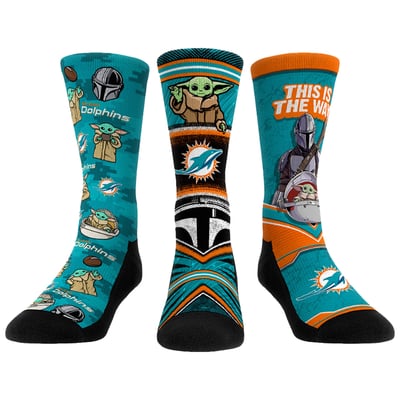  Miami Dolphins Rock Em Unisex 3-Pack Mandalorian Crew Socks