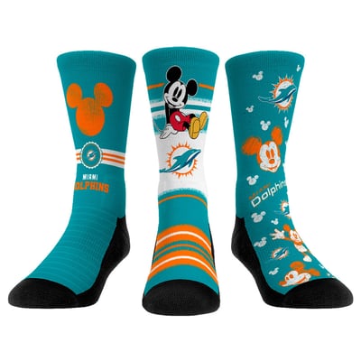  Miami Dolphins Rock Em Unisex Disney Three-Pack Crew Socks Set - 