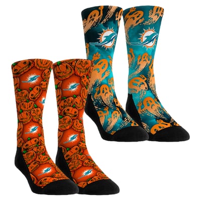  Miami Dolphins Rock Em Unisex Halloween Crew Socks 2-Pack Set - Orange
