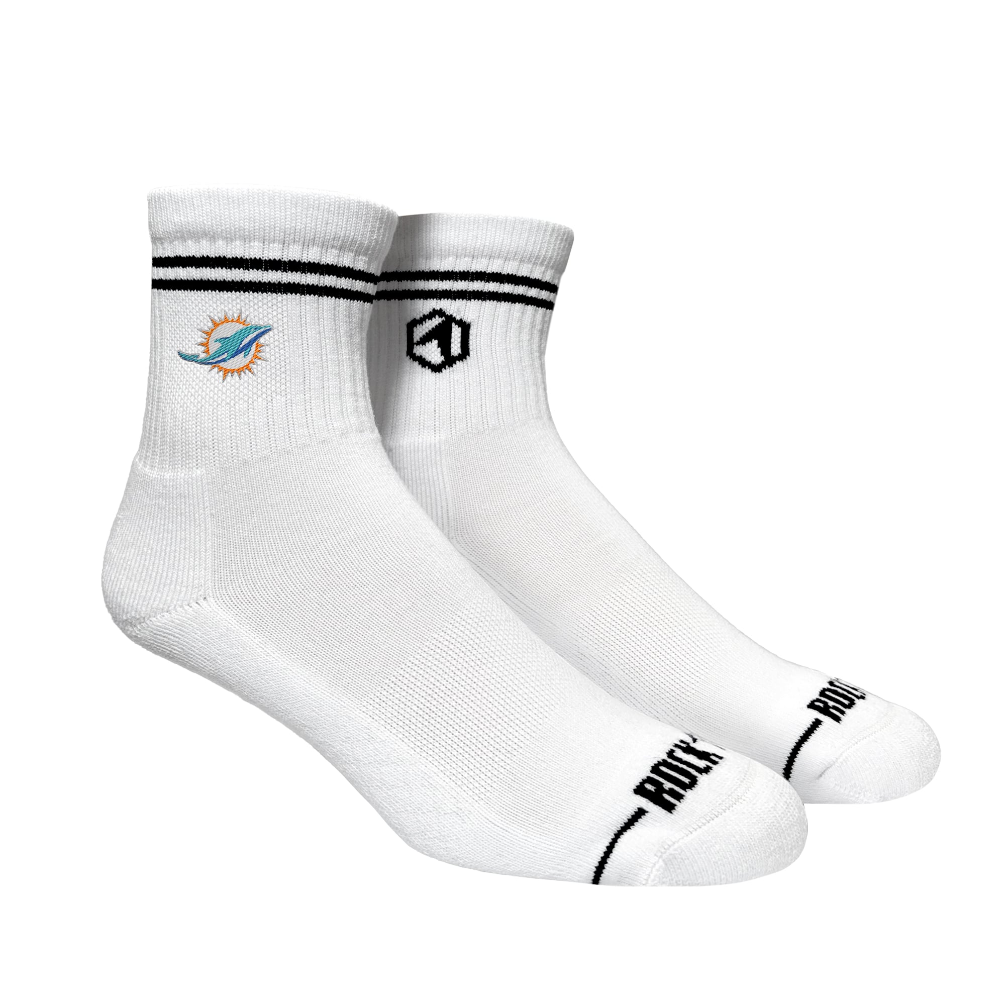 Unisex Rock Em Socks Miami Dolphins Casual Stripe Quarter-Length