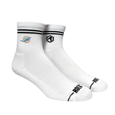  Miami Dolphins Rock Em Unisex Casual Stripe Quarter-Length Socks - White