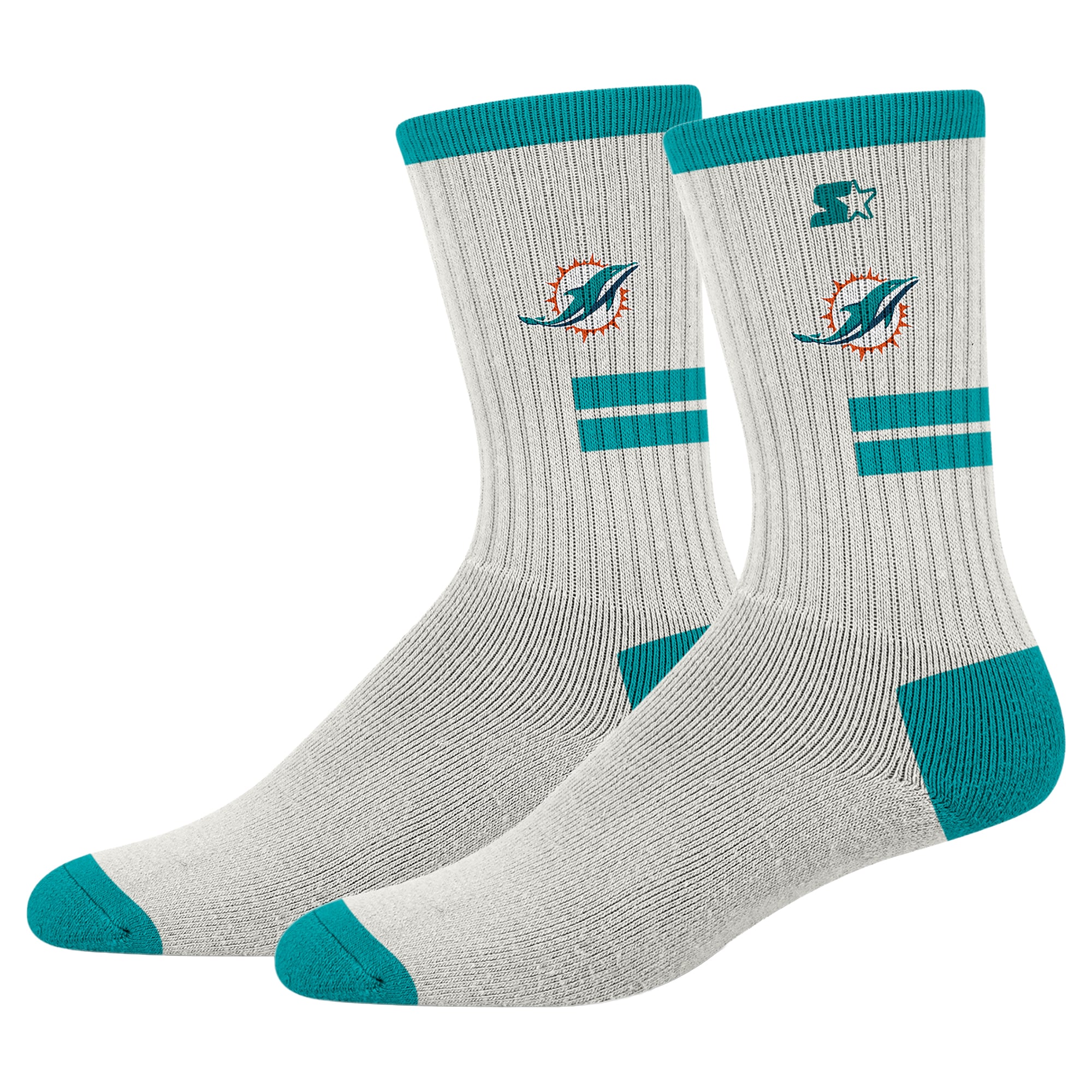Chaussettes unisexe Starter Cream Miami Dolphins Premiere rembourrées mi-mollet