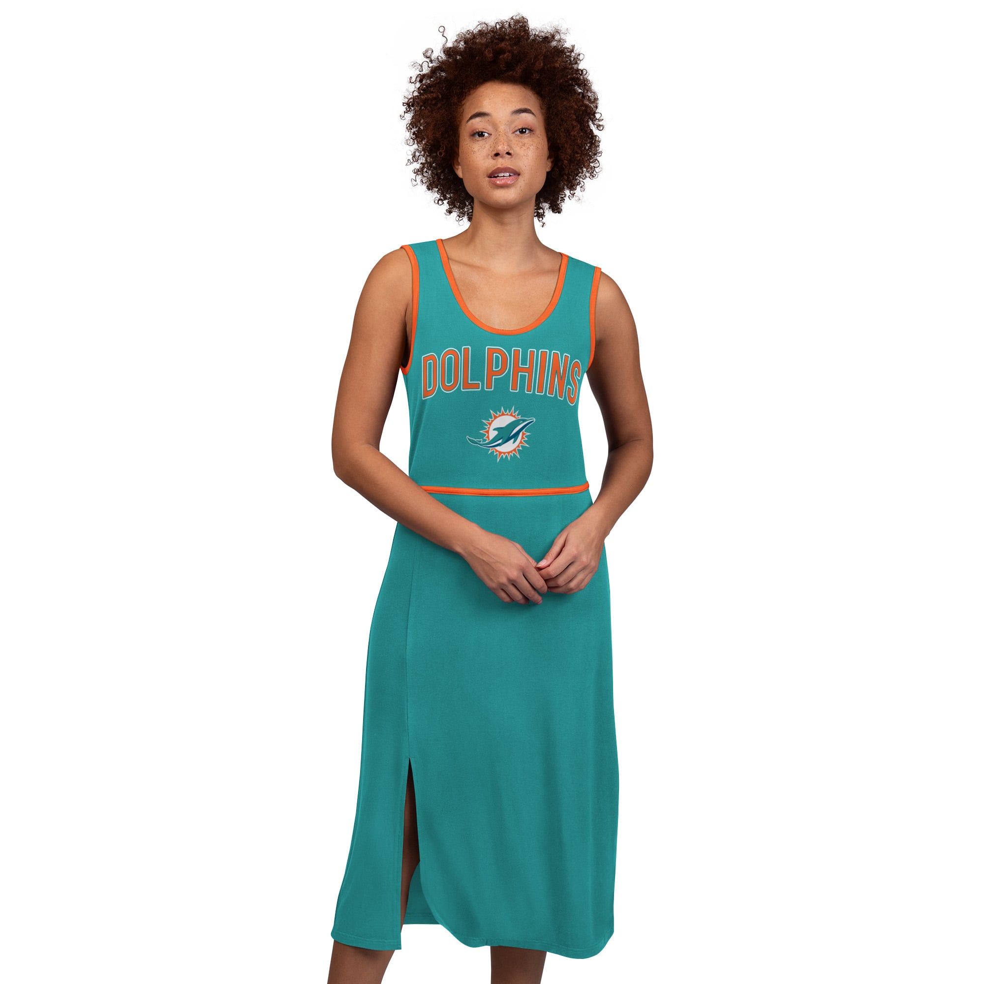 miami jersey dress Women's G-III 4Her by Carl Banks Aqua Dolphins Center Field Maxi Nba jersey