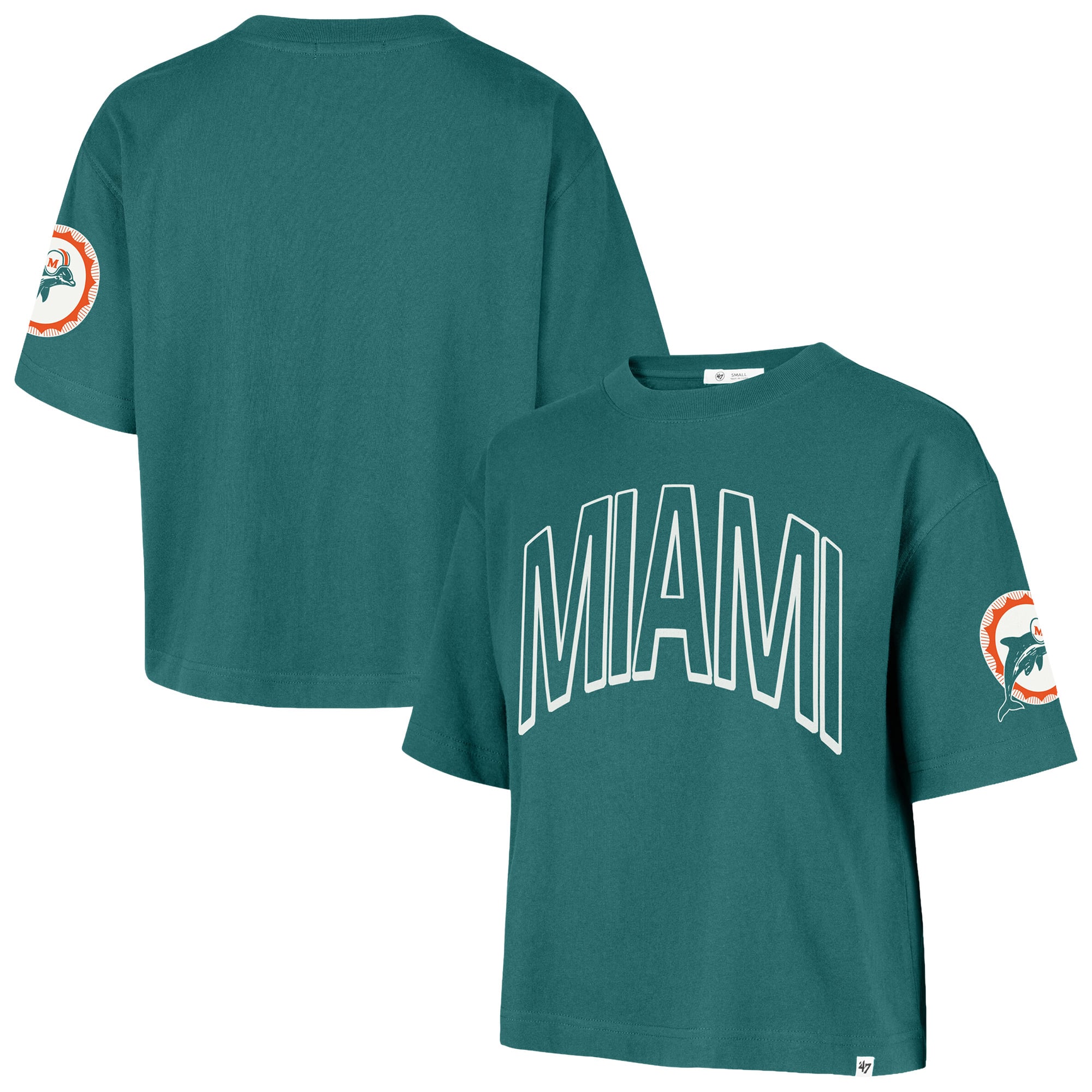 Women's '47 Aqua Miami Dolphins Call Out Reed City T-Shirt