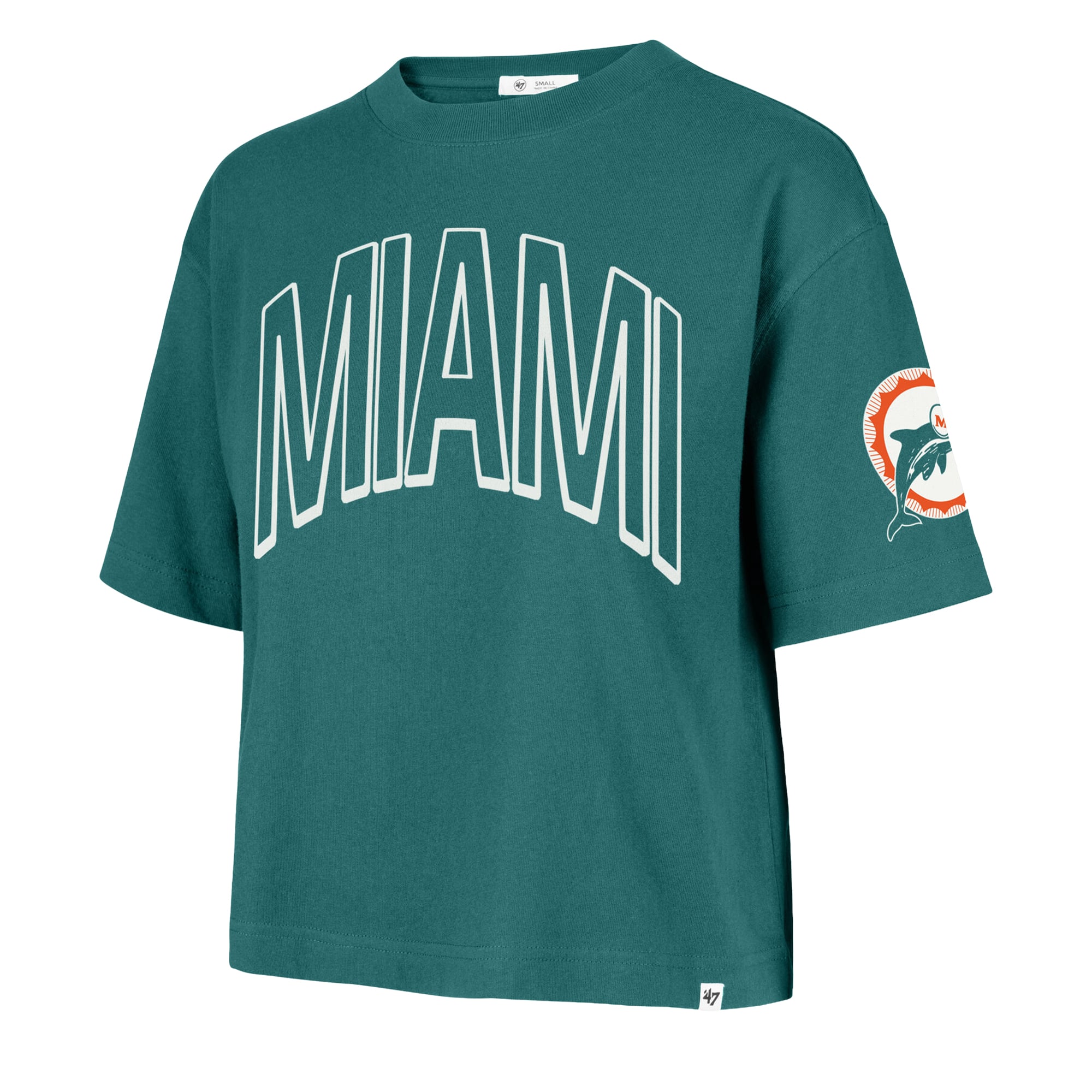 Women's '47 Aqua Miami Dolphins Call Out Reed City T-Shirt