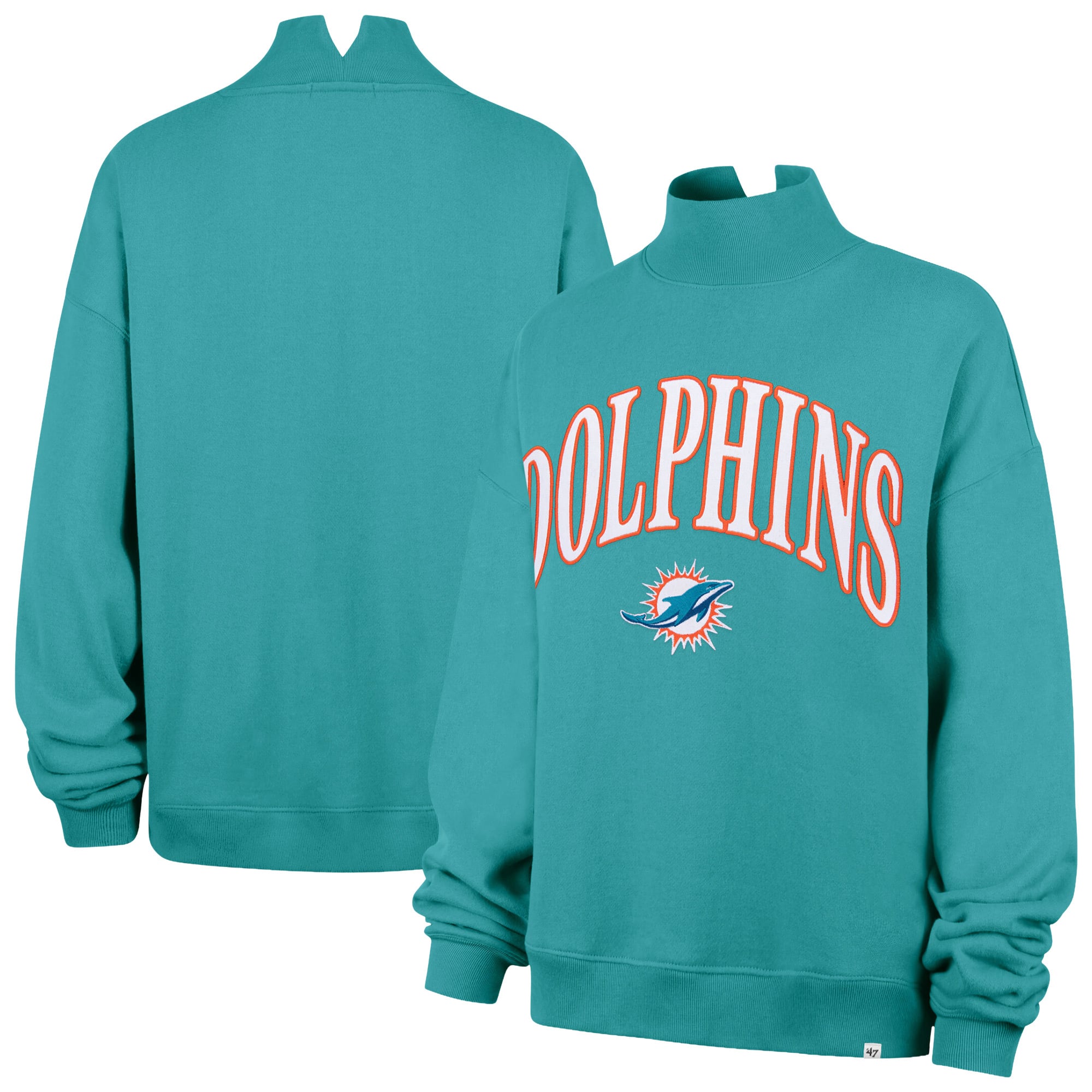 Sweat-shirt à col montant oversize Vantage pour femme, modèle 47 Aqua Miami Dolphins