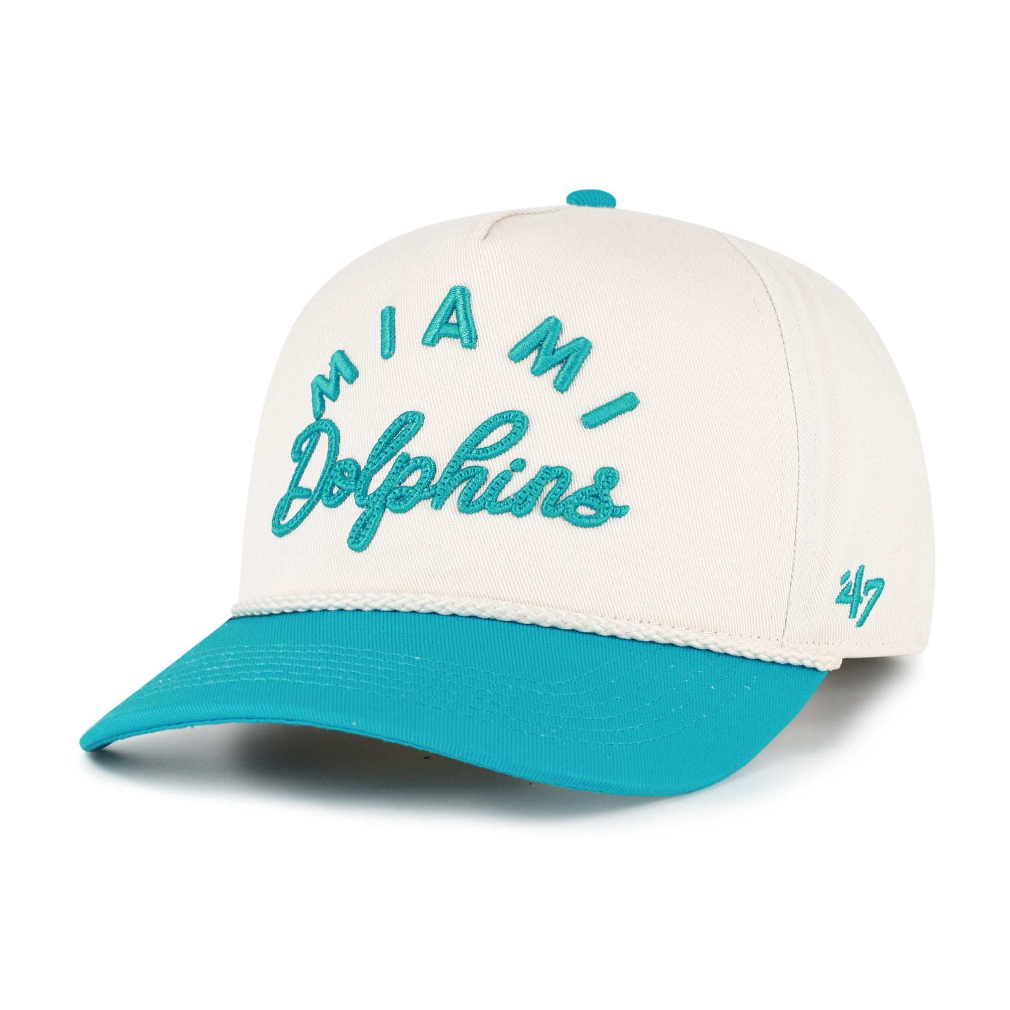 Women's '47 Natural Miami Dolphins Rope Script Hitch Adjustable Hat