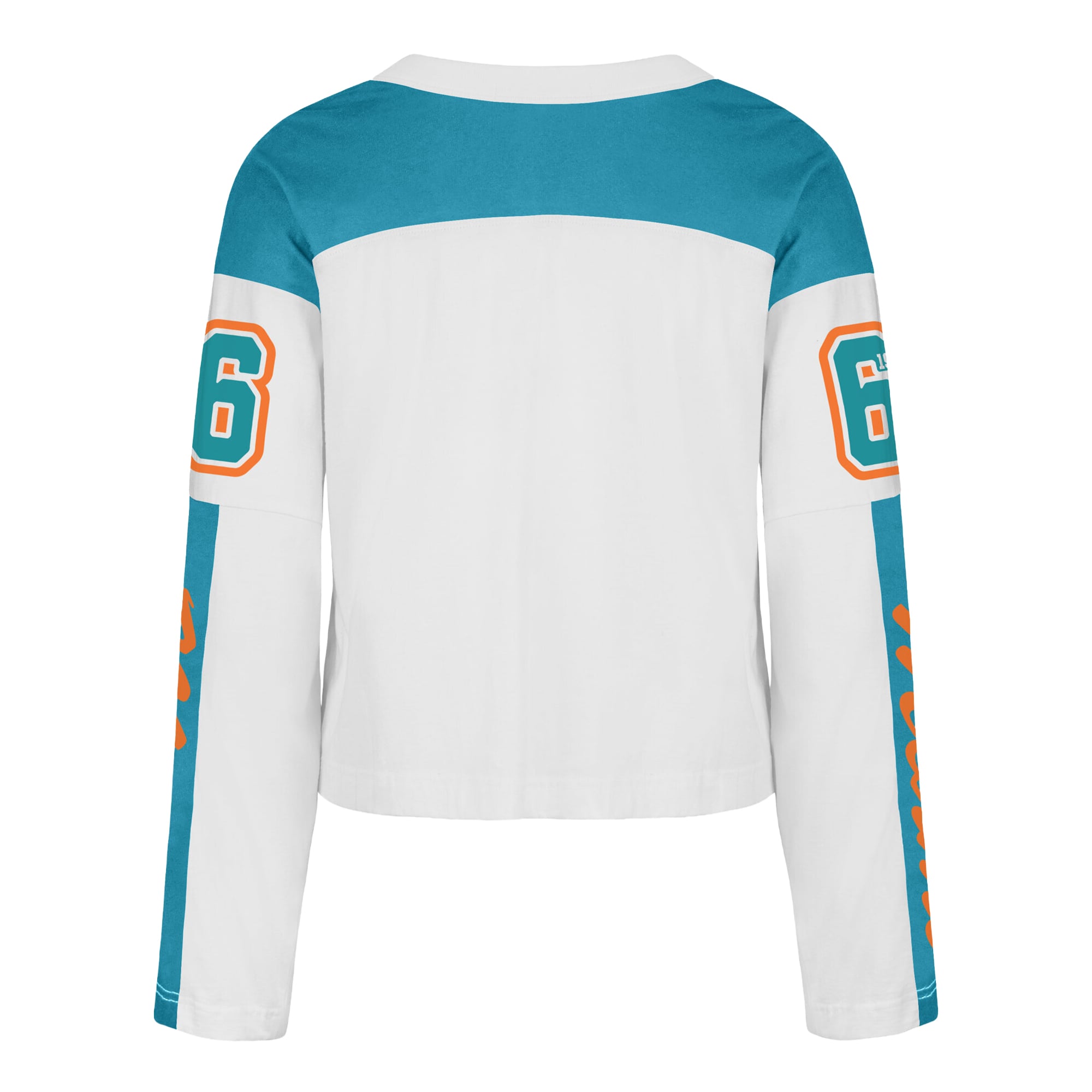T-shirt à manches longues et col en V blanc Miami Dolphins « 47 » pour femme