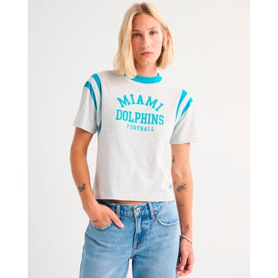 Miami Dolphins Abercrombie & Fitch Women's Varsity T-Shirt - Heather Gray