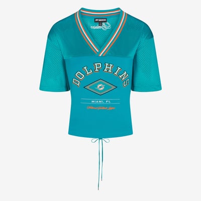 Miami Dolphins Off Season Women's Lace-Back V-Neck T-Shirt - Aqua