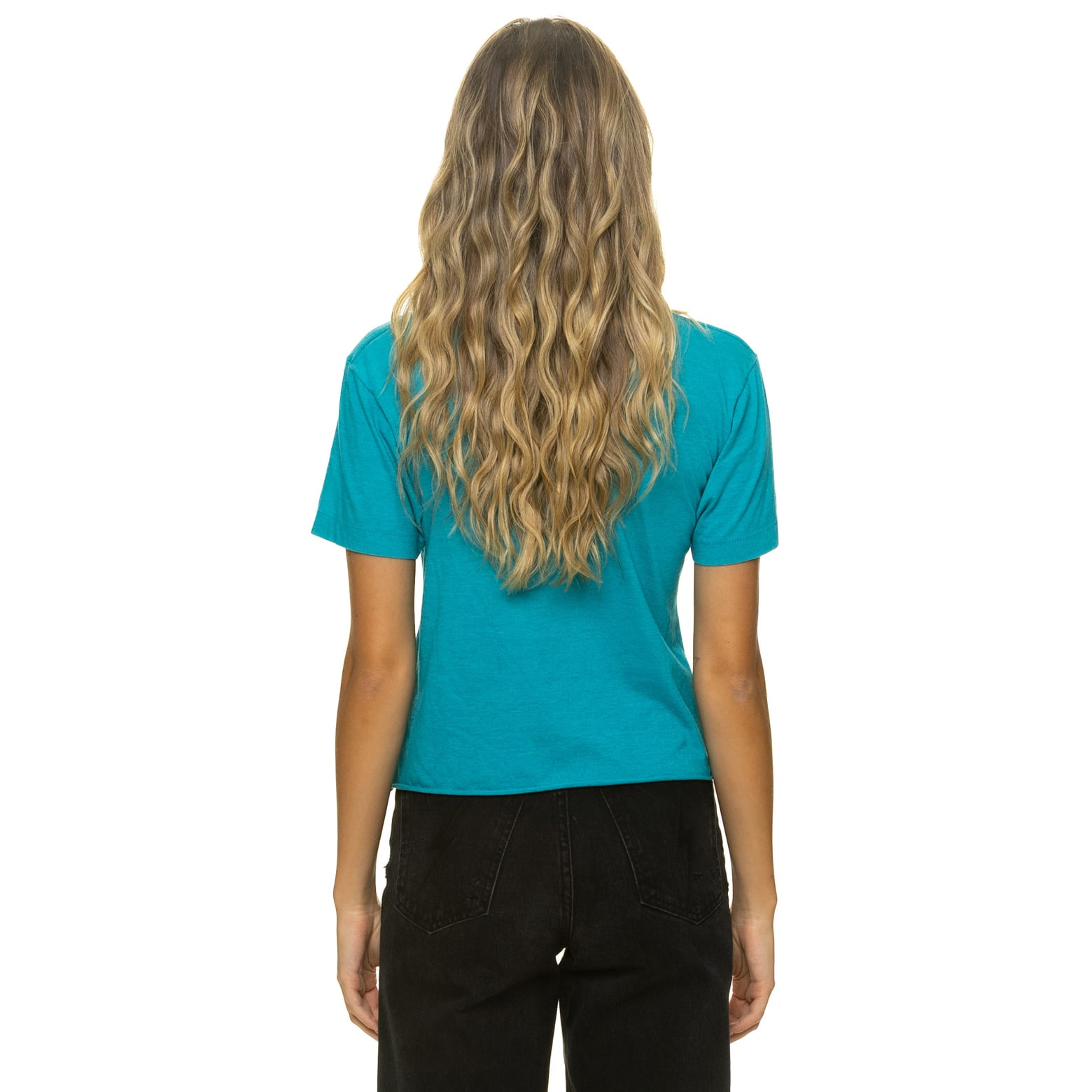T-shirt Aviator Nation Aqua Miami Dolphins pour femme, coupe carrée, style boyfriend, en mélange de trois matières