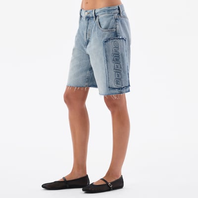 Miami Dolphins Off Season Women's Denim Long Shorts - Blue