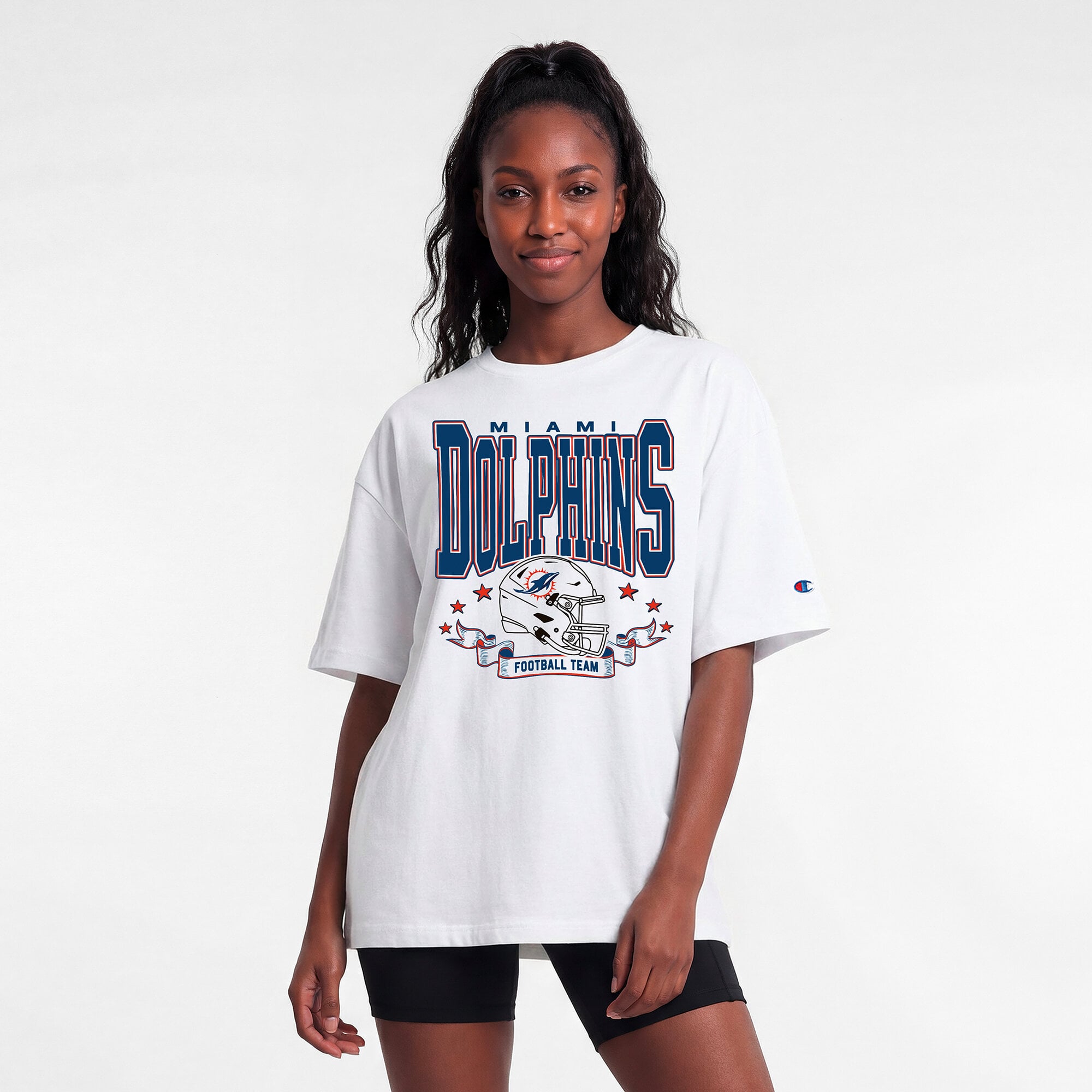 Women's Champion  White Miami Dolphins Oversized T-Shirt