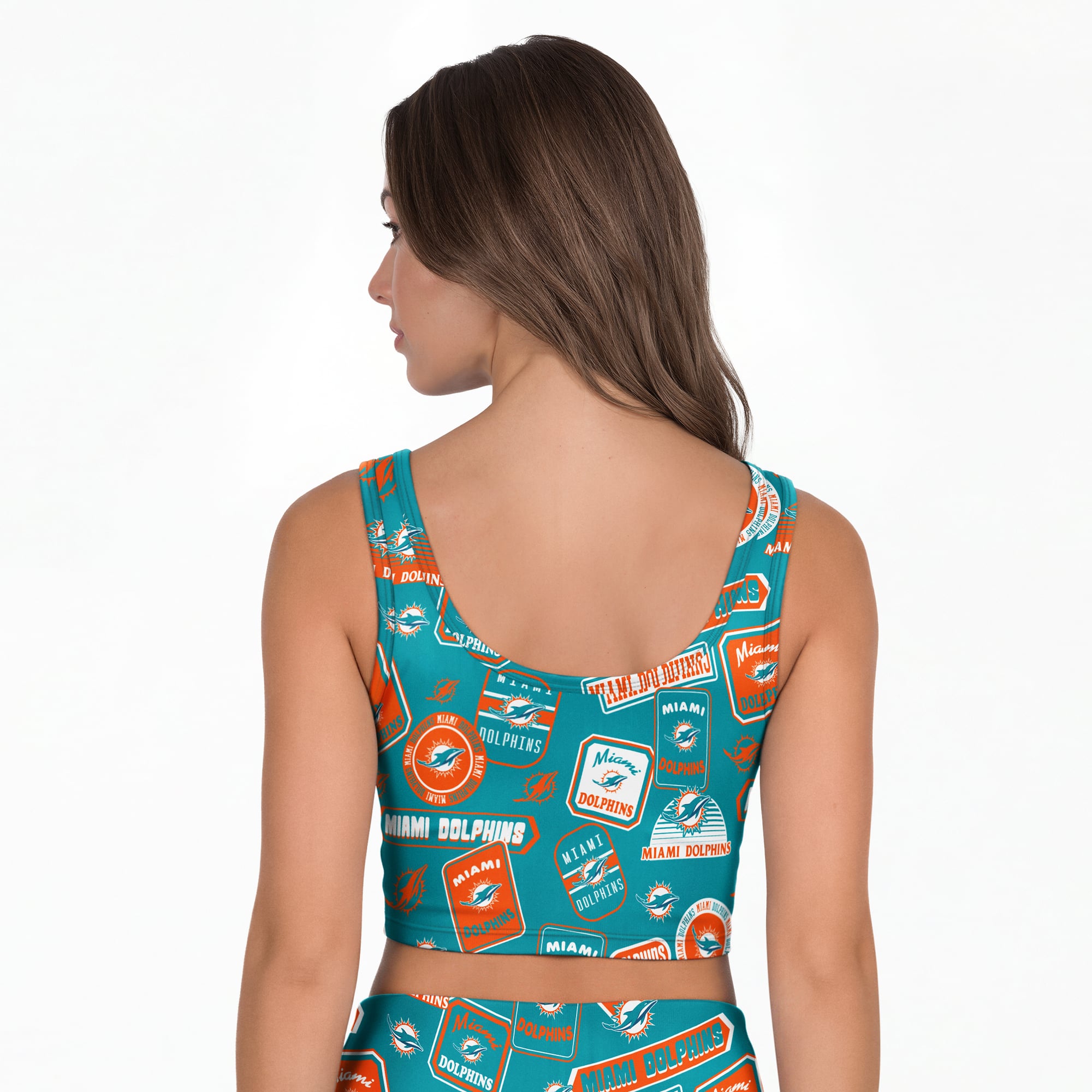Women's Concepts Sport Aqua Miami Dolphins Grady Allover Print Bralette