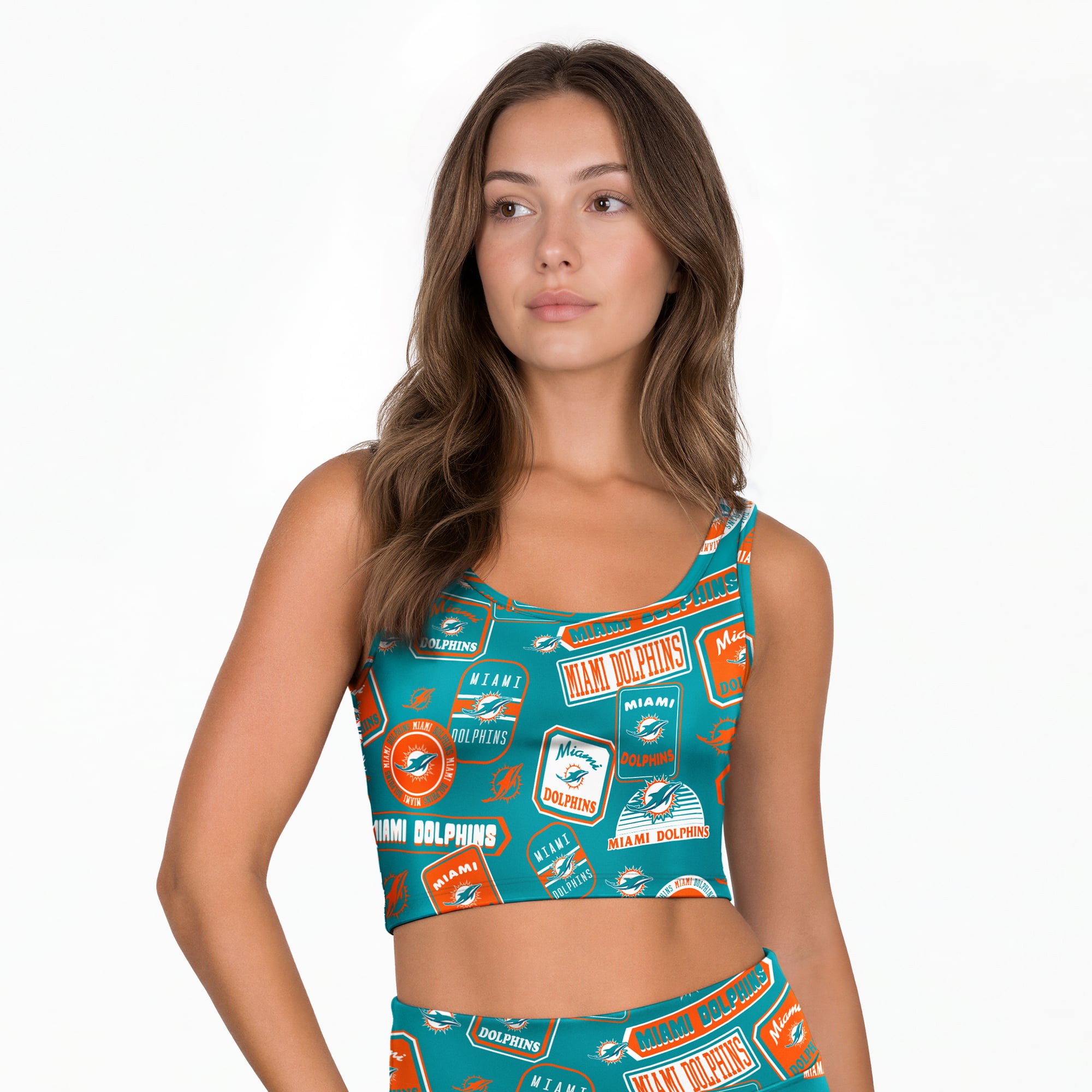 Women's Concepts Sport Aqua Miami Dolphins Grady Allover Print Bralette