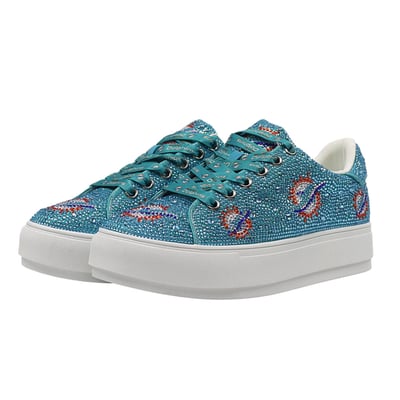  Miami Dolphins FABGATING by Cuce Women's Crystal Team Logo Sneakers - Aqua
