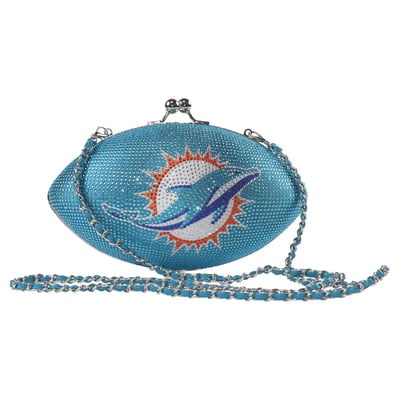  Miami Dolphins FABGATING by Cuce Women's Team Color Crystal Football Purse - Aqua