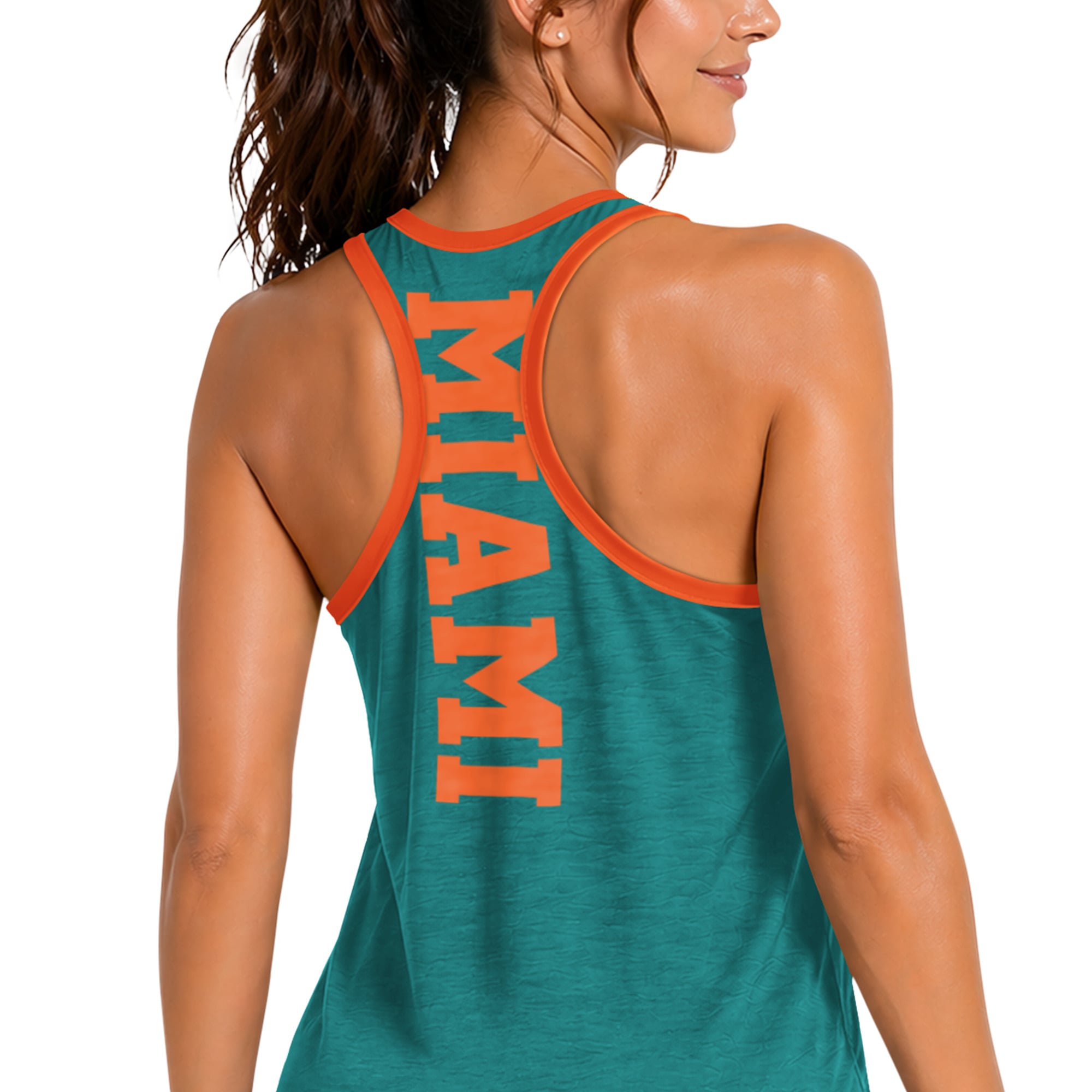 Women's G-III 4Her by Carl Banks Aqua Miami Dolphins Tater II Racerback Tank Top