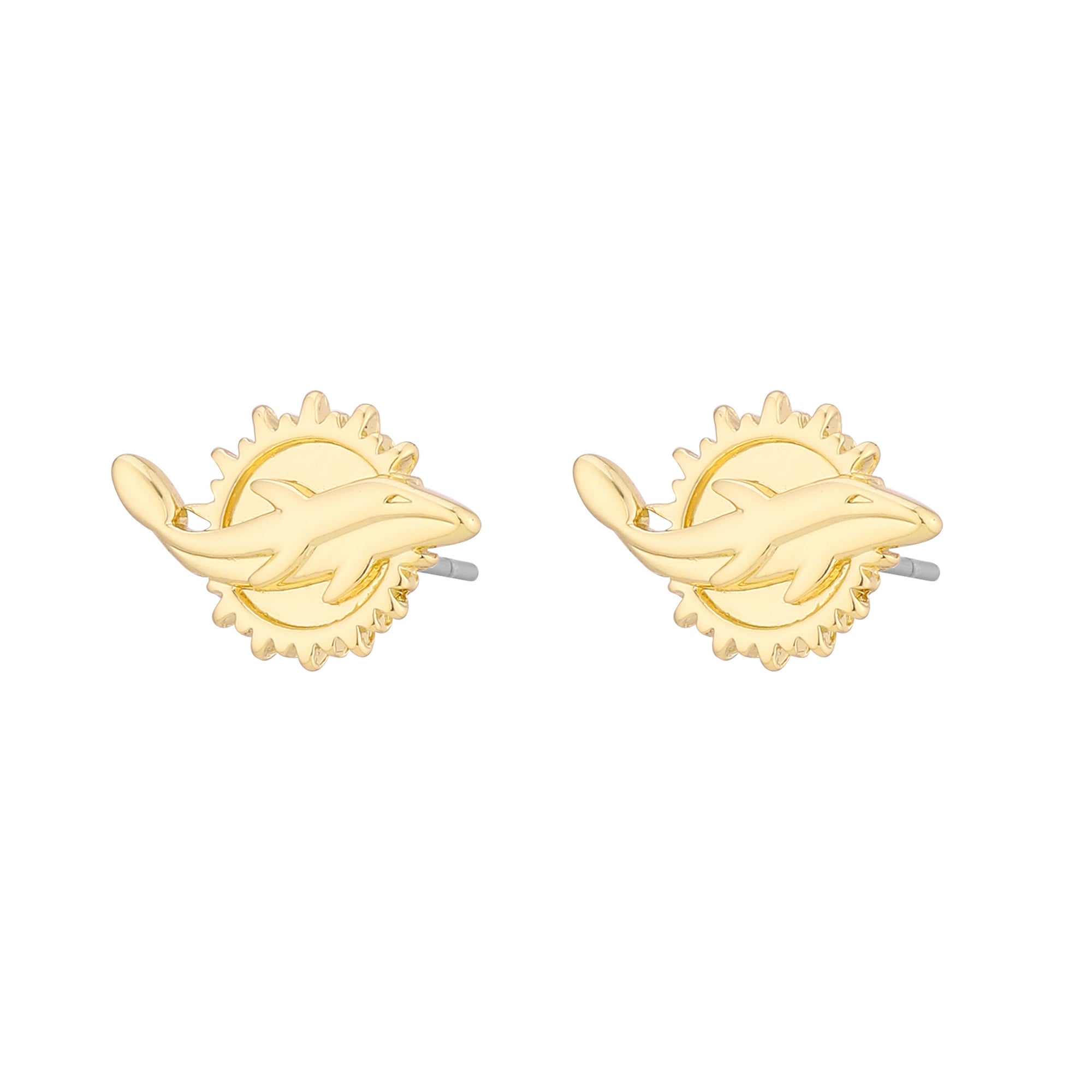 Boucles d'oreilles puces pour femmes LUV AJ Gold Miami Dolphins Logo