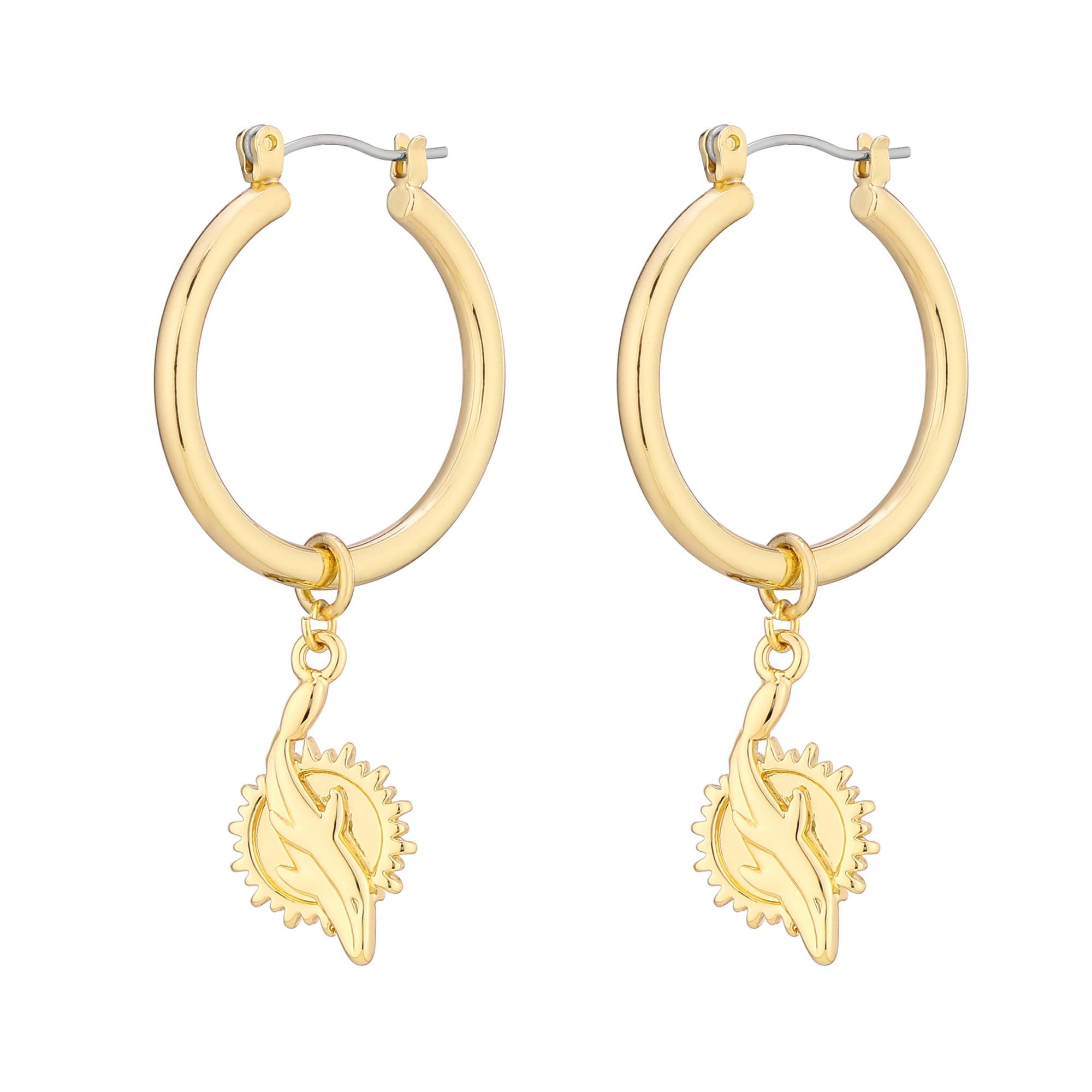 Boucles d'oreilles créoles LUV AJ Gold Miami Dolphins XL avec logo pour femmes
