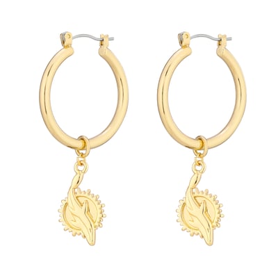  Miami Dolphins LUV AJ Women's XL Logo Charm Hoop Earrings - Gold