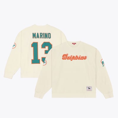 Dan Marino Miami Dolphins Mitchell & Ness Women's Name & Number Sweatshirt - Cream
