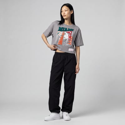  Miami Dolphins Mitchell & Ness Women's Street Graphic Boxy Cropped T-Shirt - Gray