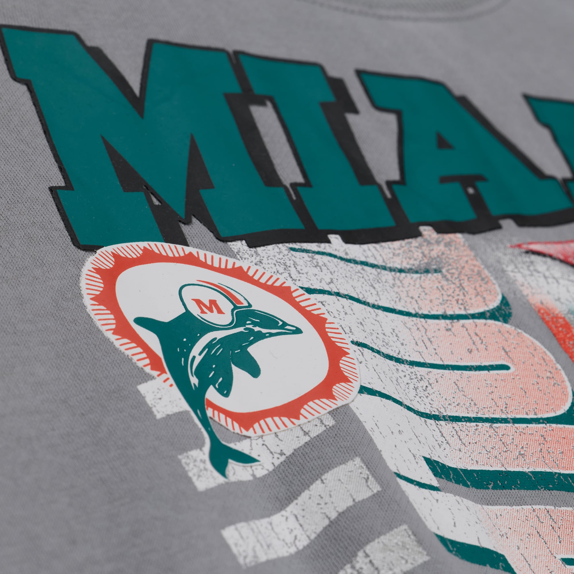 Women's Mitchell & Ness  Gray Miami Dolphins Street Graphic Crewneck Sweatshirt
